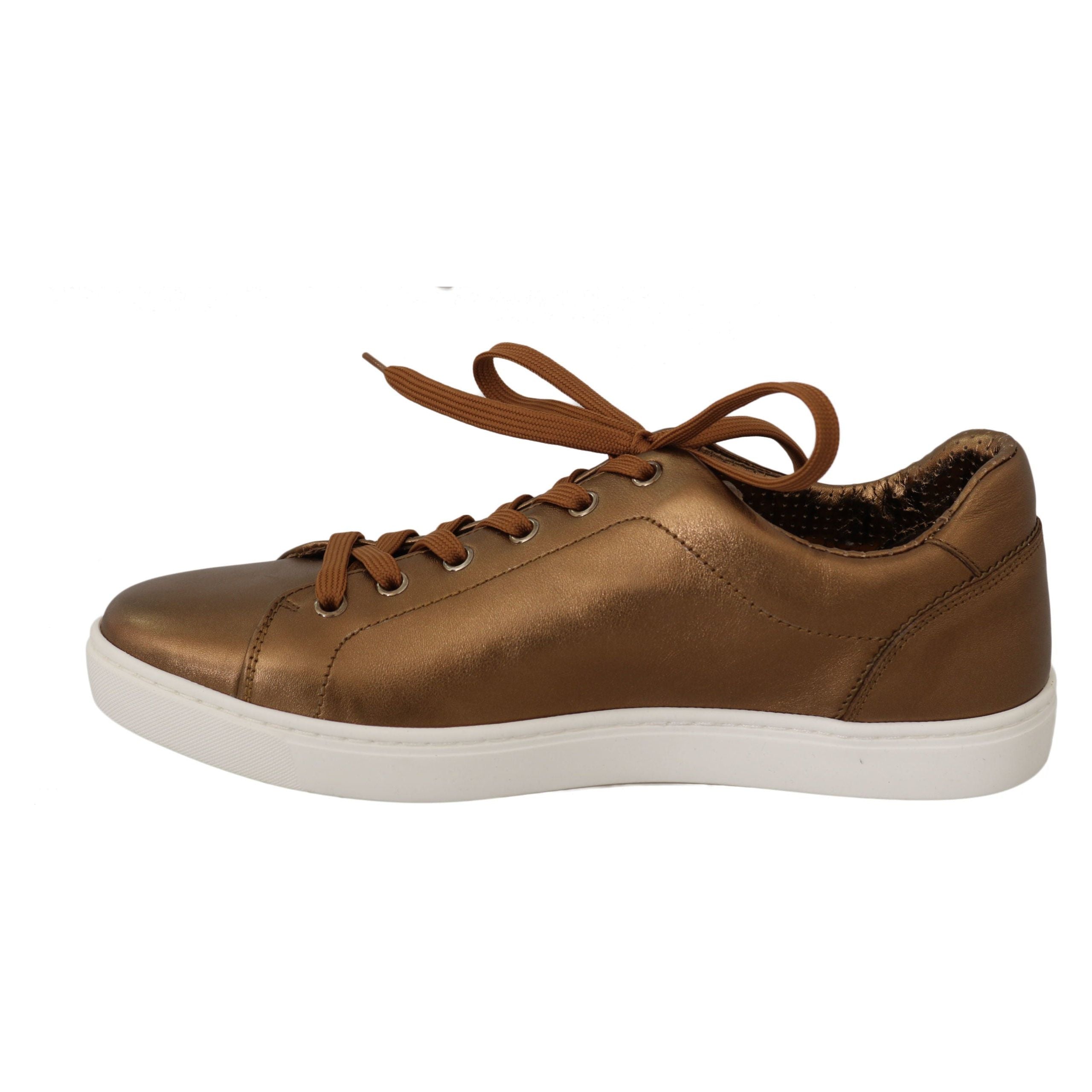 Dolce & Gabbana Golden Metallic Leather Sneakers