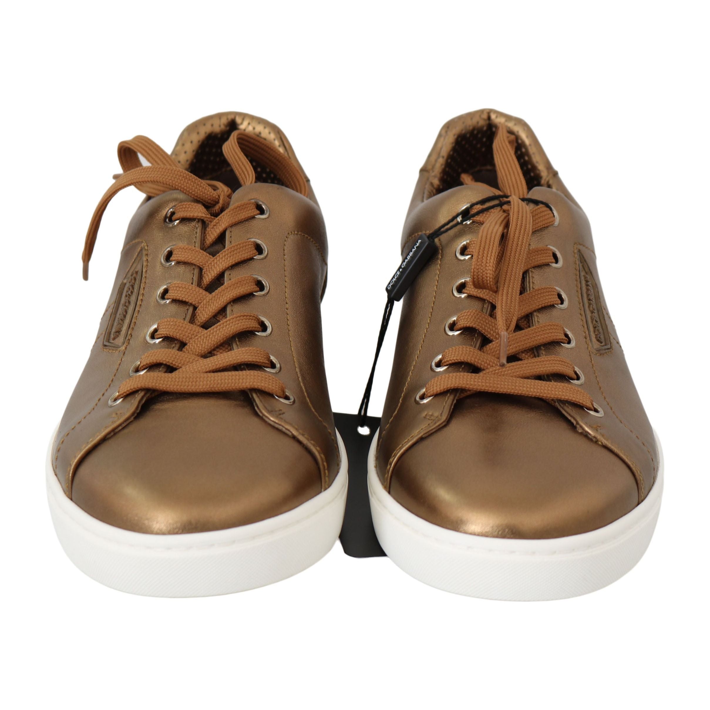 Dolce & Gabbana Golden Metallic Leather Sneakers