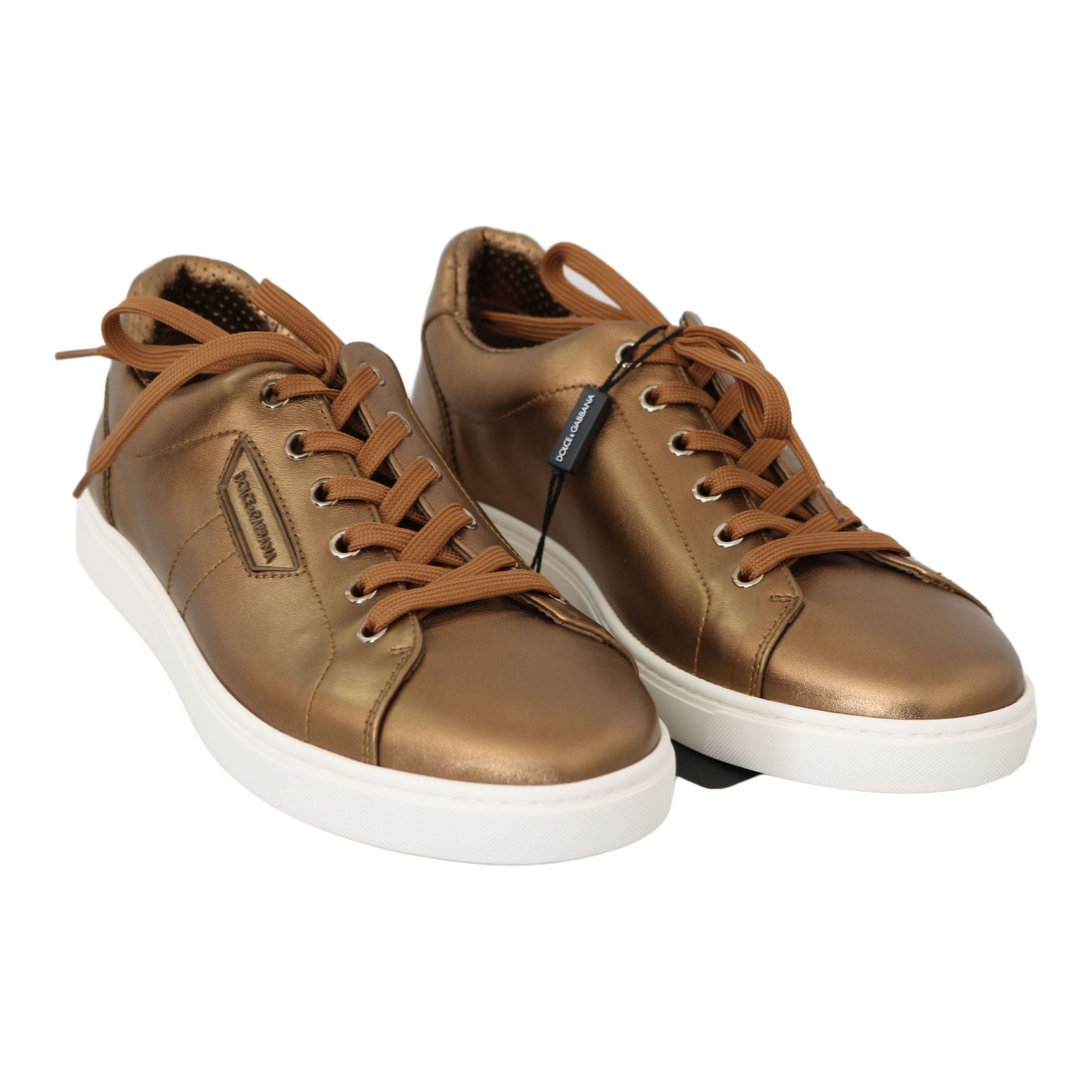 Dolce & Gabbana Golden Metallic Leather Sneakers