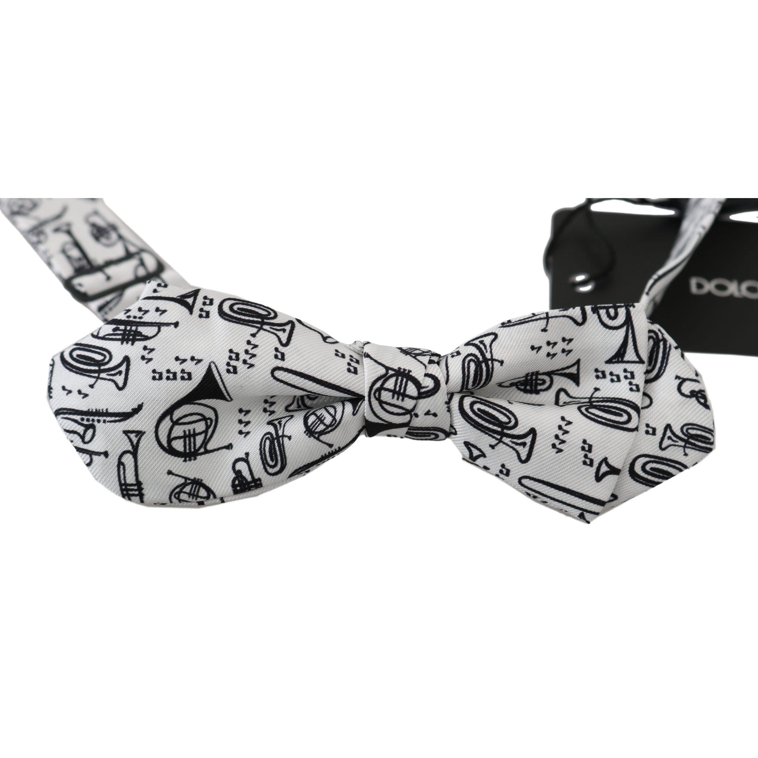 Dolce & Gabbana White Silk Bow Tie for Sophisticated Evenings