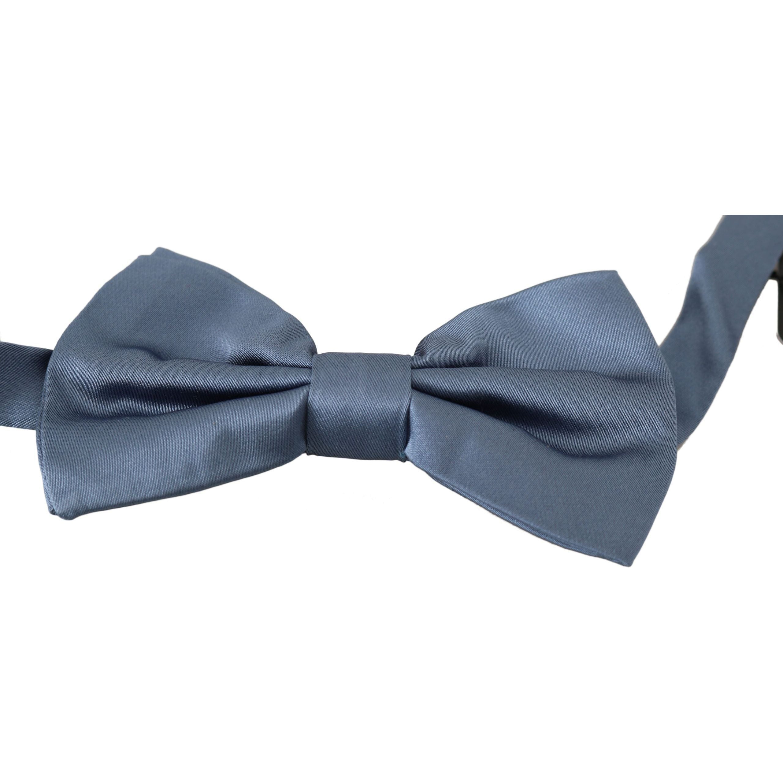 Dolce & Gabbana Blue Silk Bow Tie Luxury Accessory