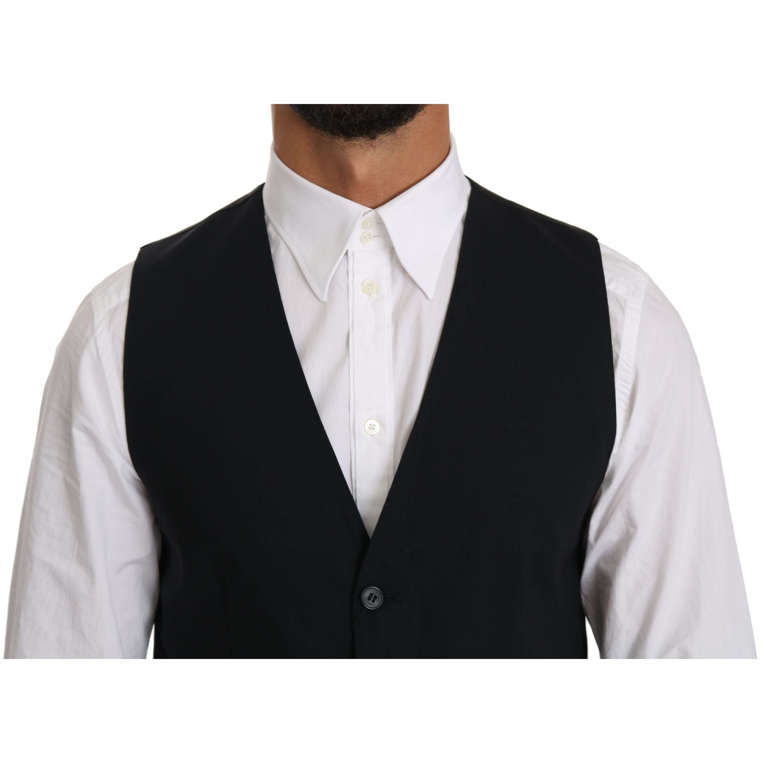Dolce & Gabbana Blue Wool-Blend Formal Dress Vest