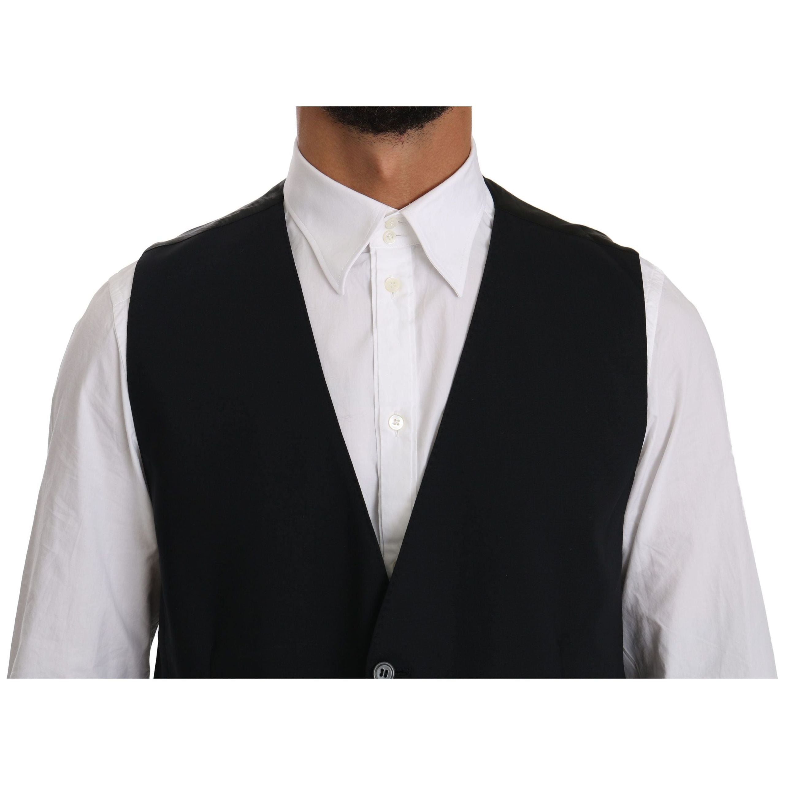 Dolce & Gabbana Sleek Black Cotton Blend Dress Vest