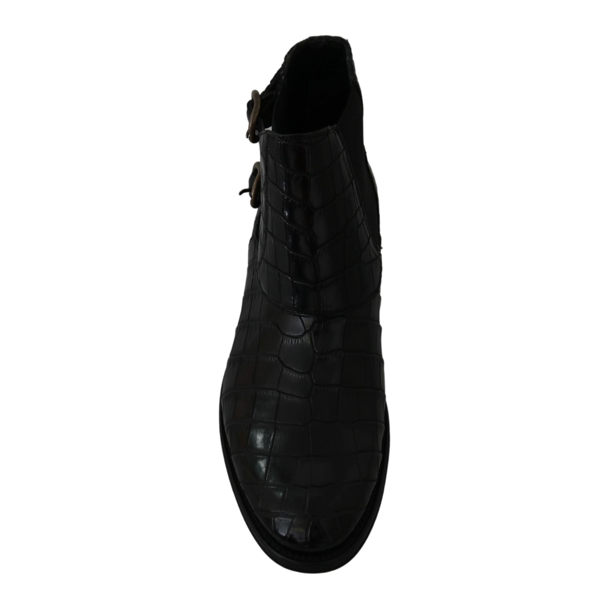 Dolce & Gabbana Black Exotic Leather Derby Brogue Boots