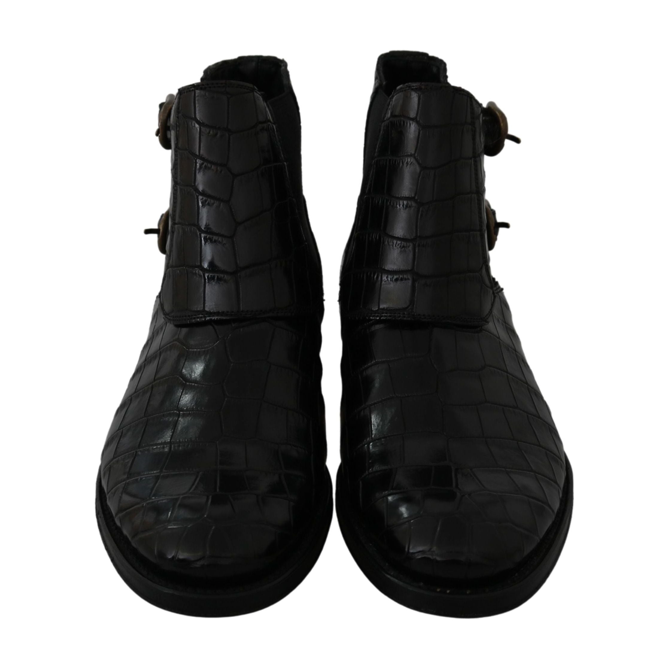 Dolce & Gabbana Black Exotic Leather Derby Brogue Boots