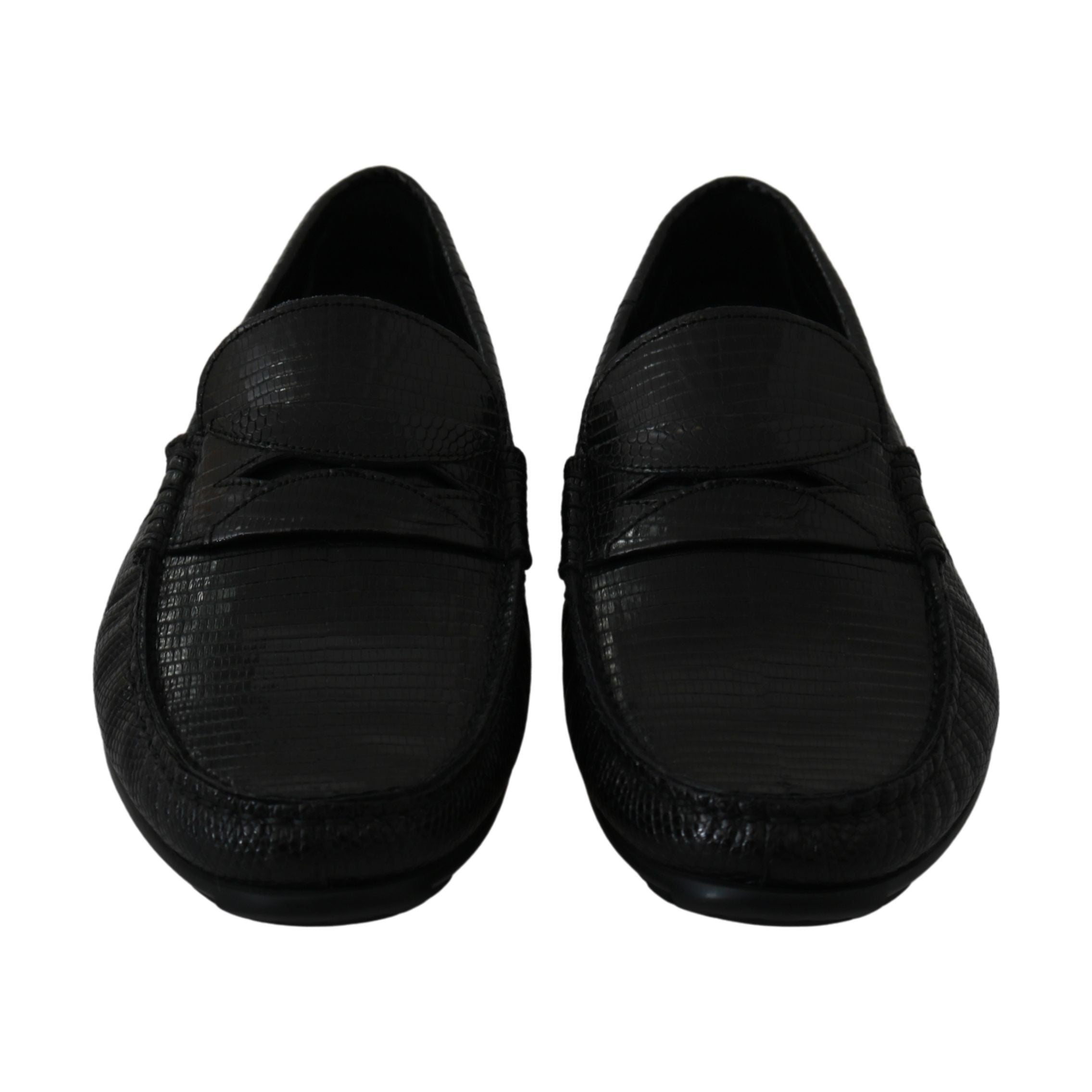Dolce & Gabbana Black Lizard Leather Loafers