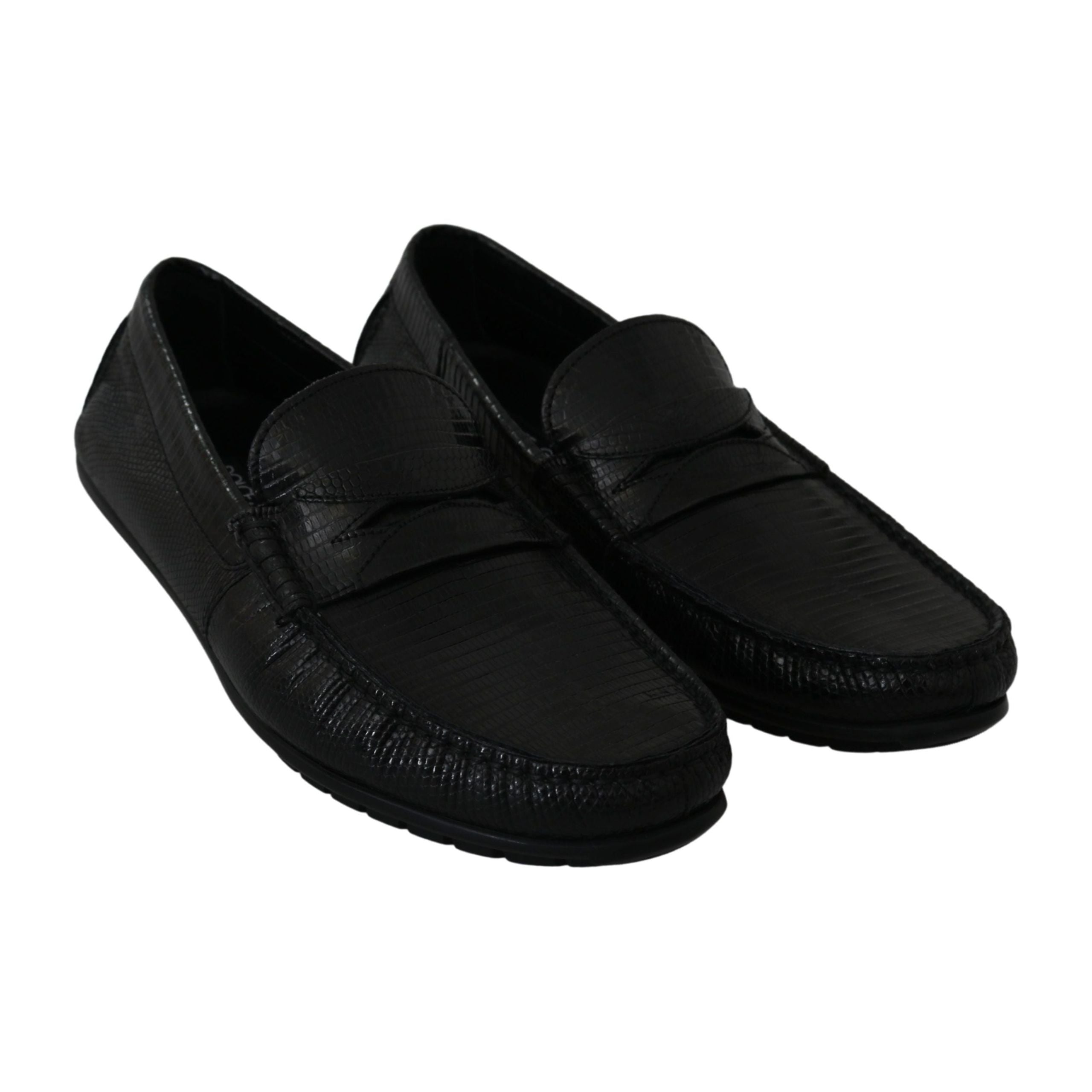 Dolce & Gabbana Black Lizard Leather Loafers