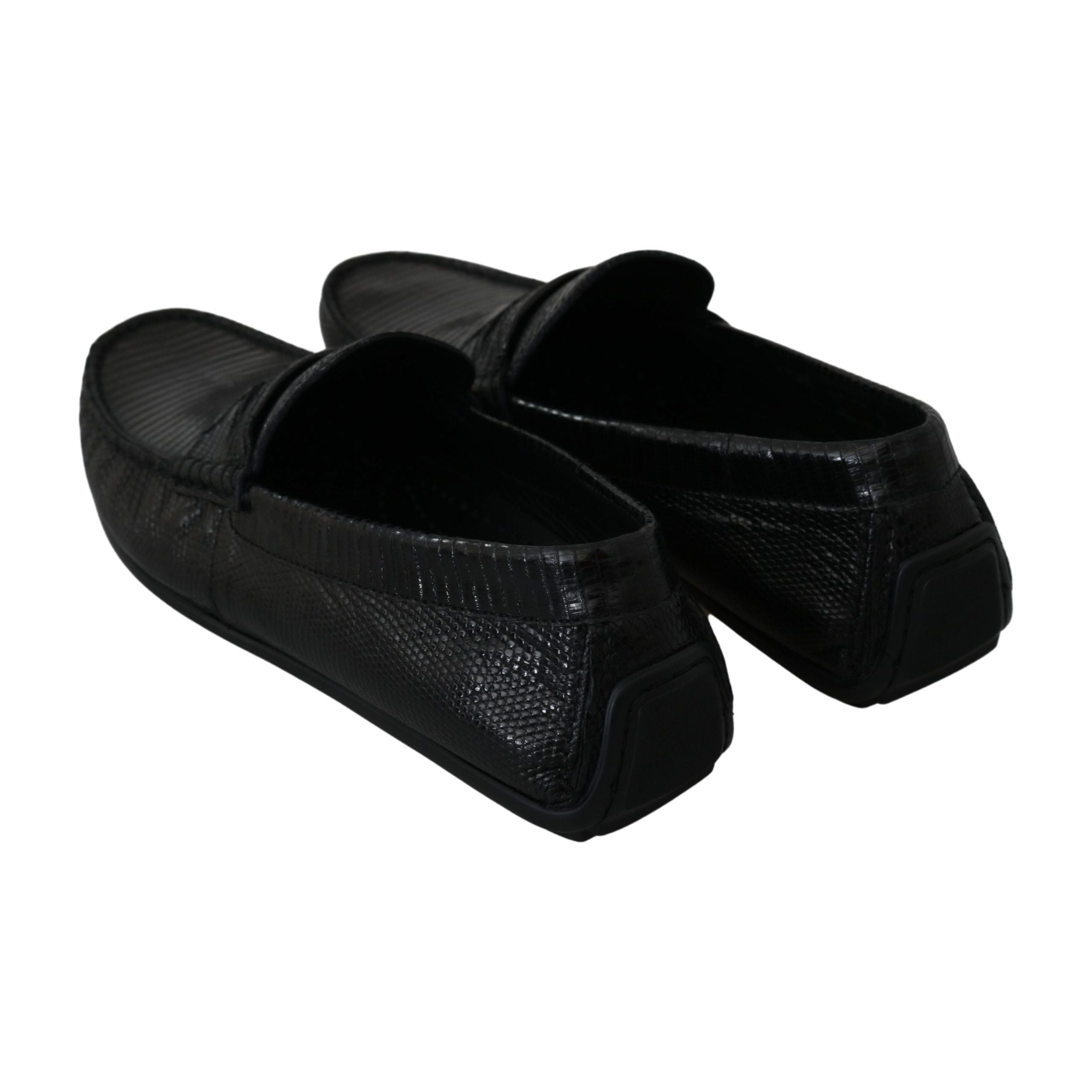 Dolce & Gabbana Black Lizard Leather Loafers
