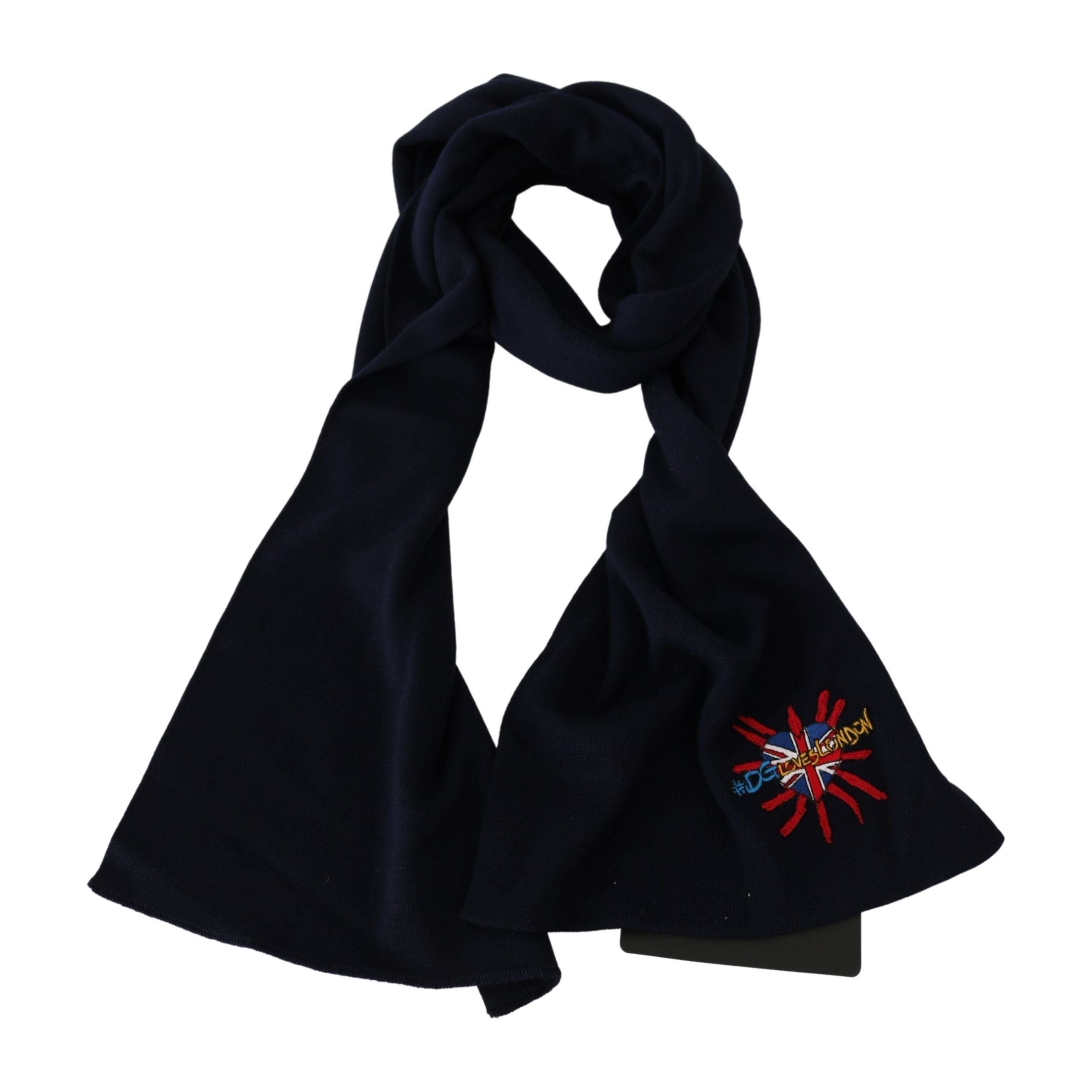 Dolce & Gabbana Navy Virgin Wool Scarf for Sophisticated Style
