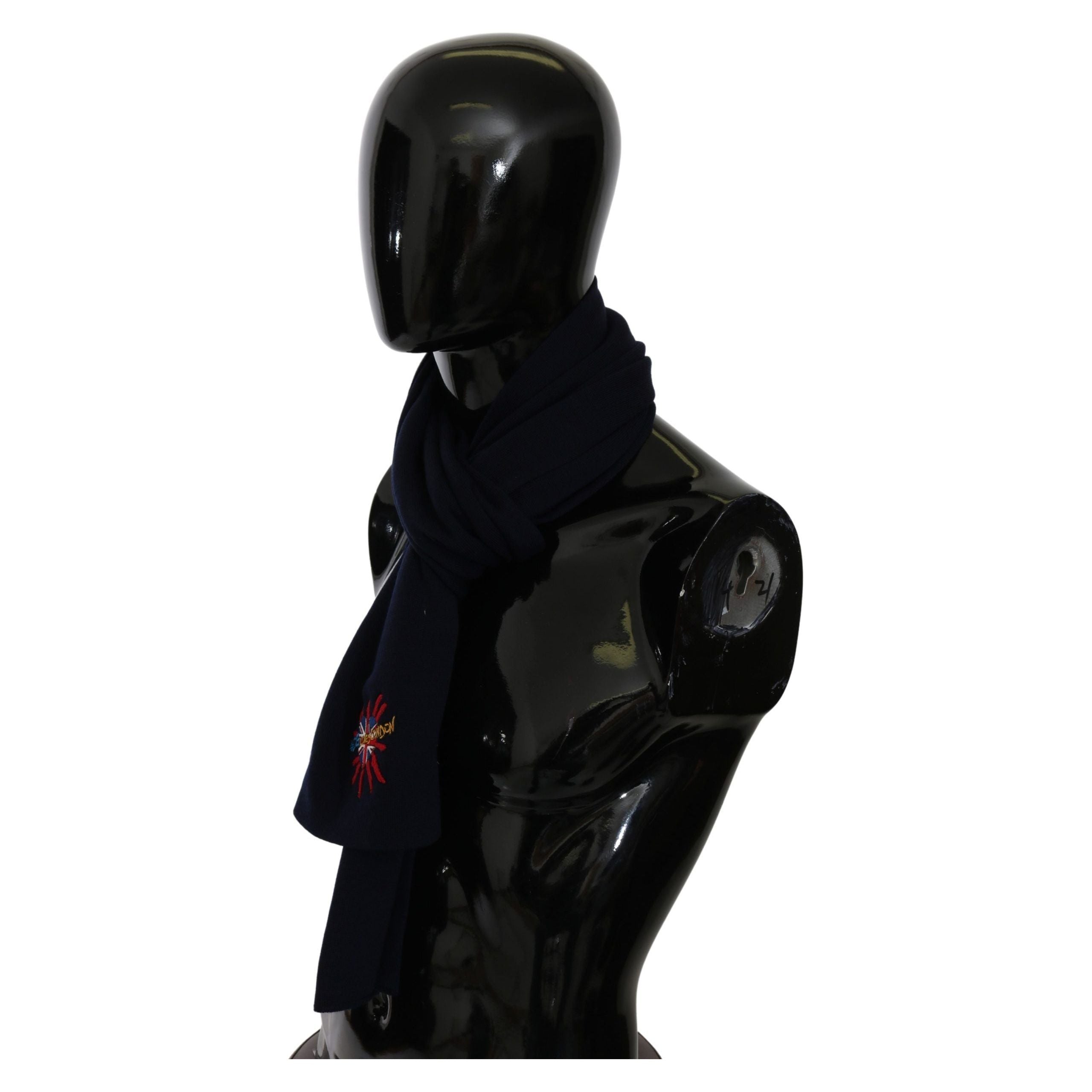 Dolce & Gabbana Navy Virgin Wool Scarf for Sophisticated Style