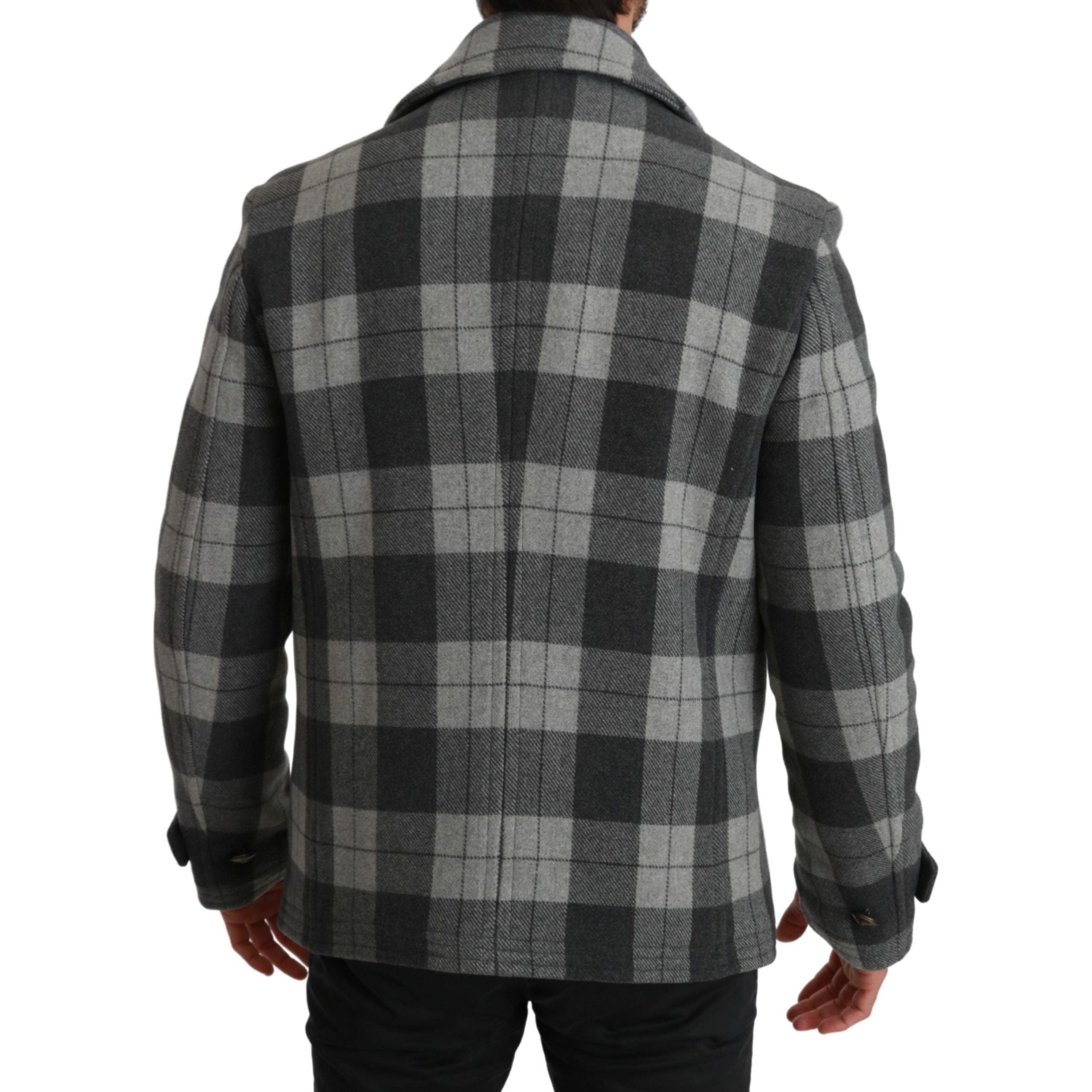 Dolce & Gabbana Gray Wool Blend Double Breasted Coat