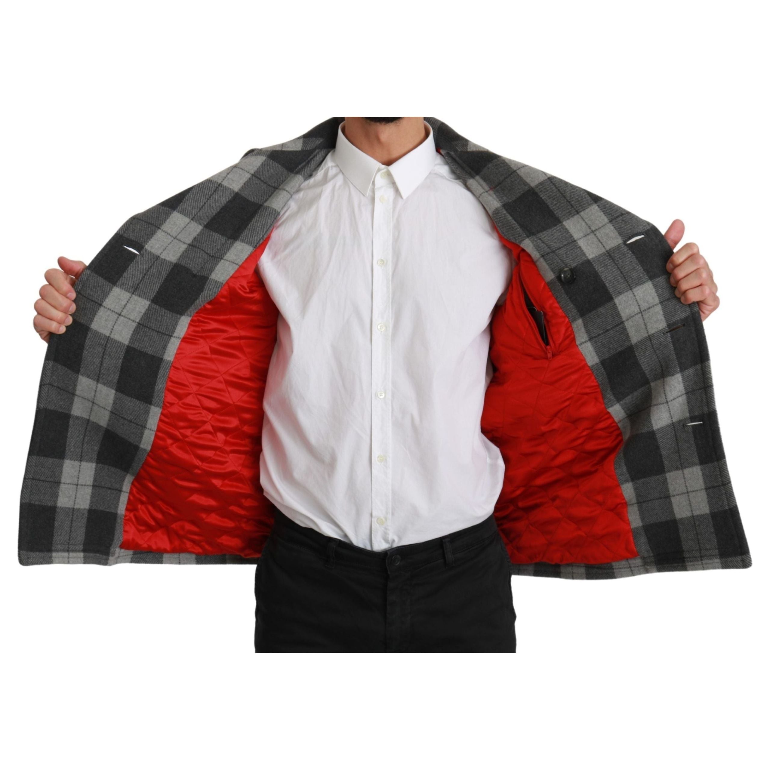 Dolce & Gabbana Gray Wool Blend Double Breasted Coat