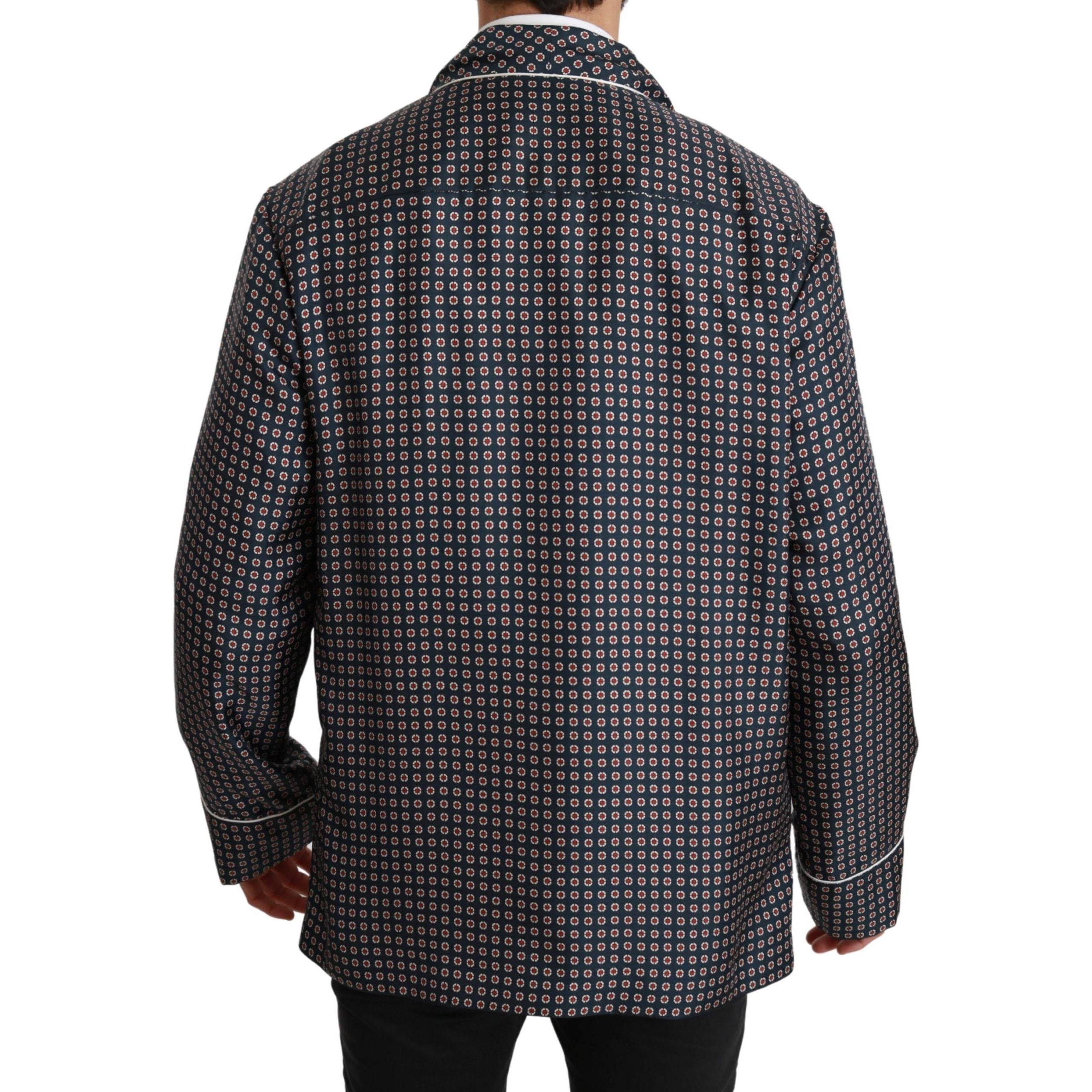Dolce & Gabbana Navy Silk Double Breasted Coat