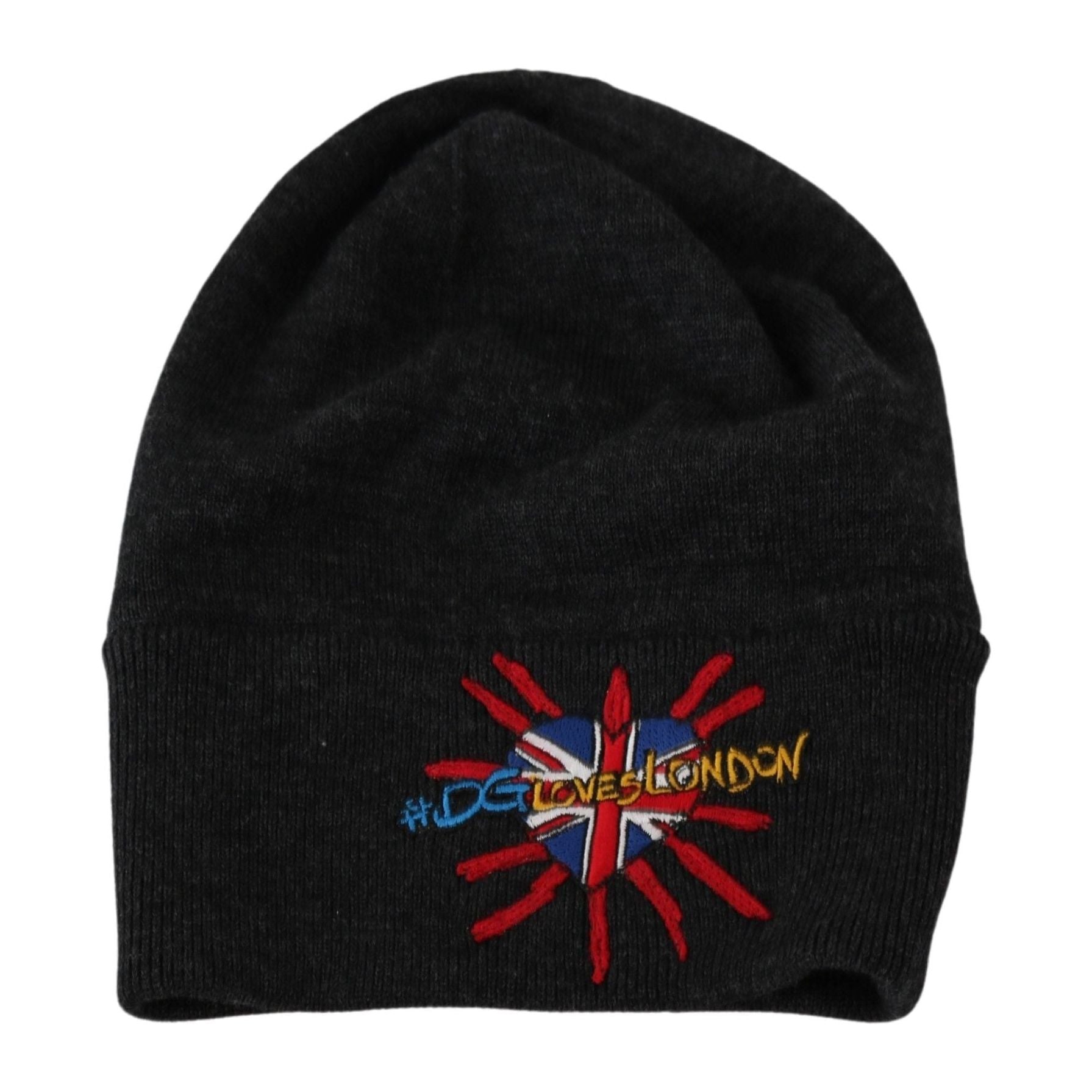 Dolce & Gabbana Gray Wool Beanie with Exclusive Embroidery