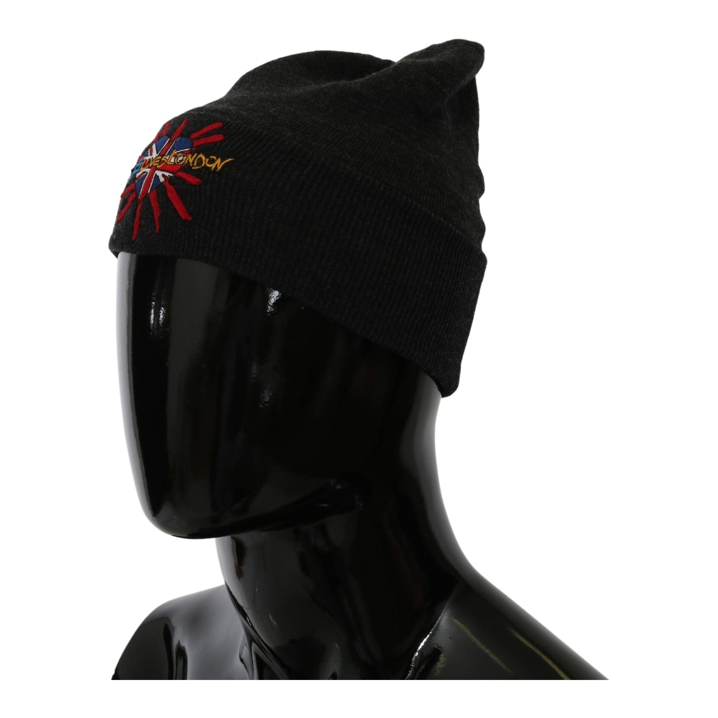 Dolce & Gabbana Gray Wool Beanie with Exclusive Embroidery
