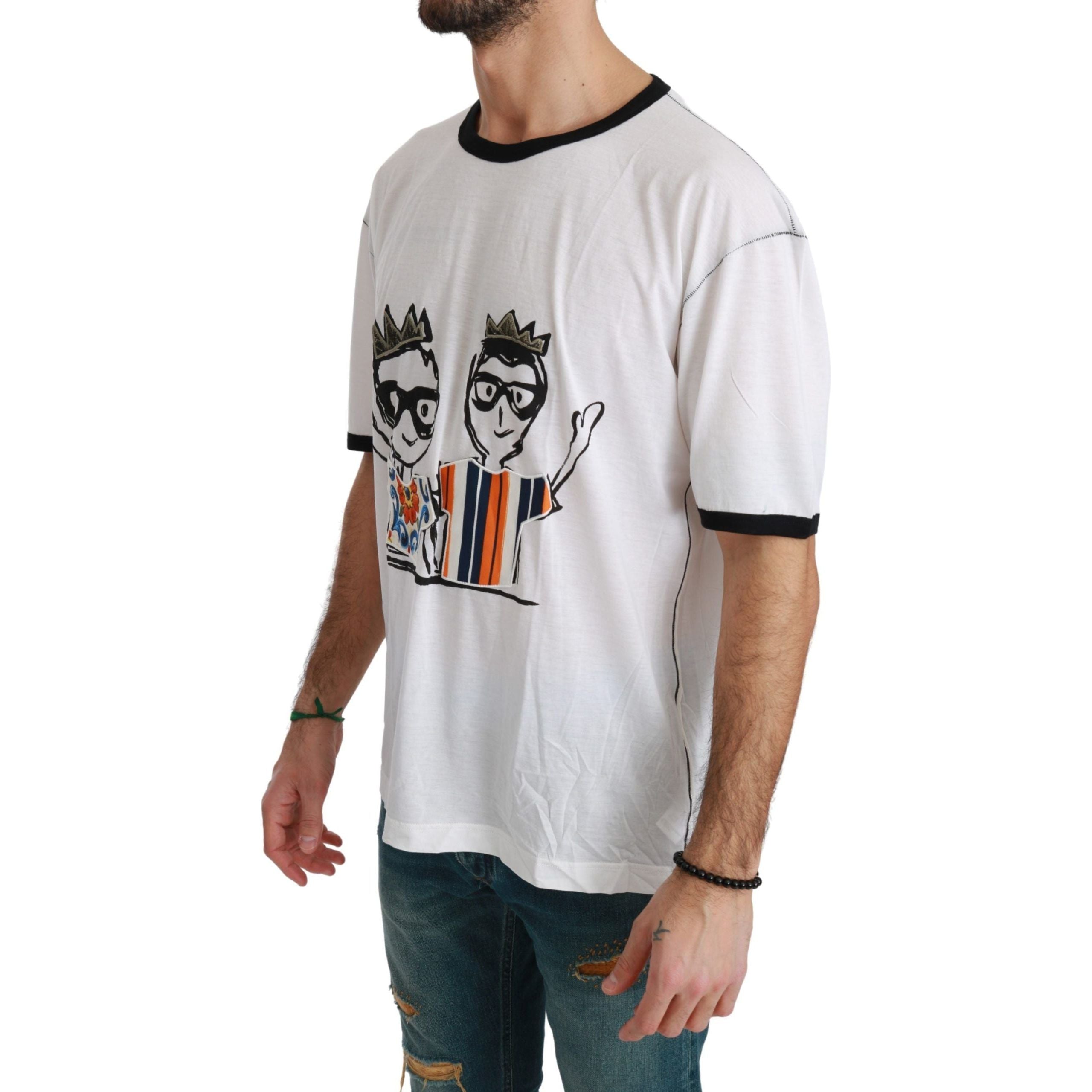 Dolce & Gabbana White Silk-Blend T-Shirt