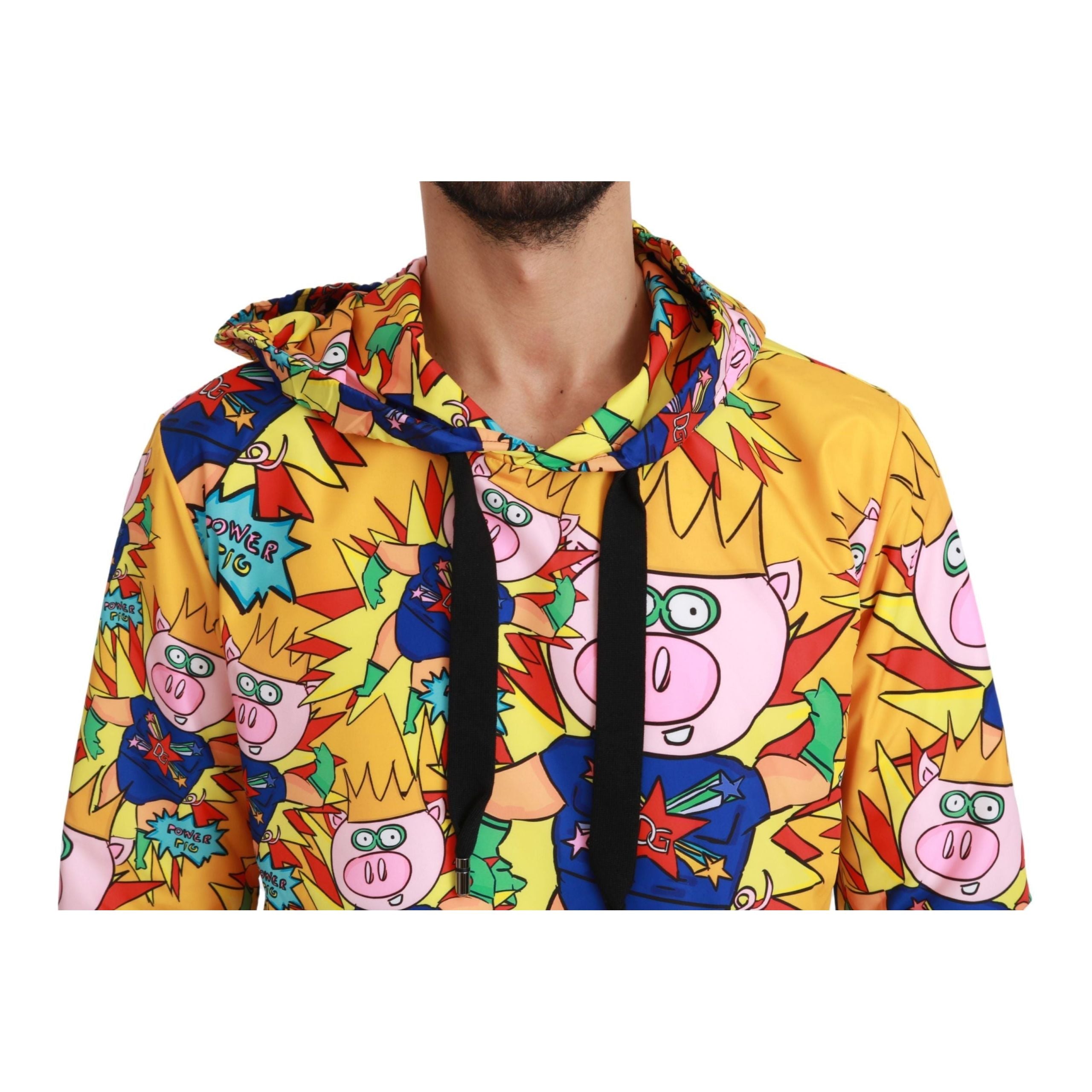 Dolce & Gabbana Yellow Cotton Hooded Sweater Pullover