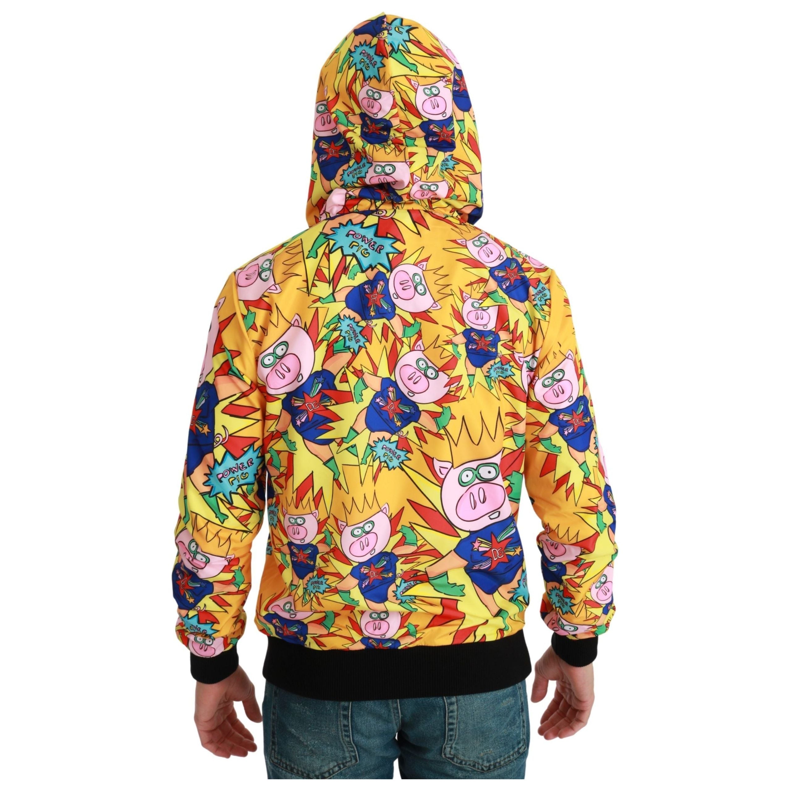 Dolce & Gabbana Yellow Cotton Hooded Sweater Pullover