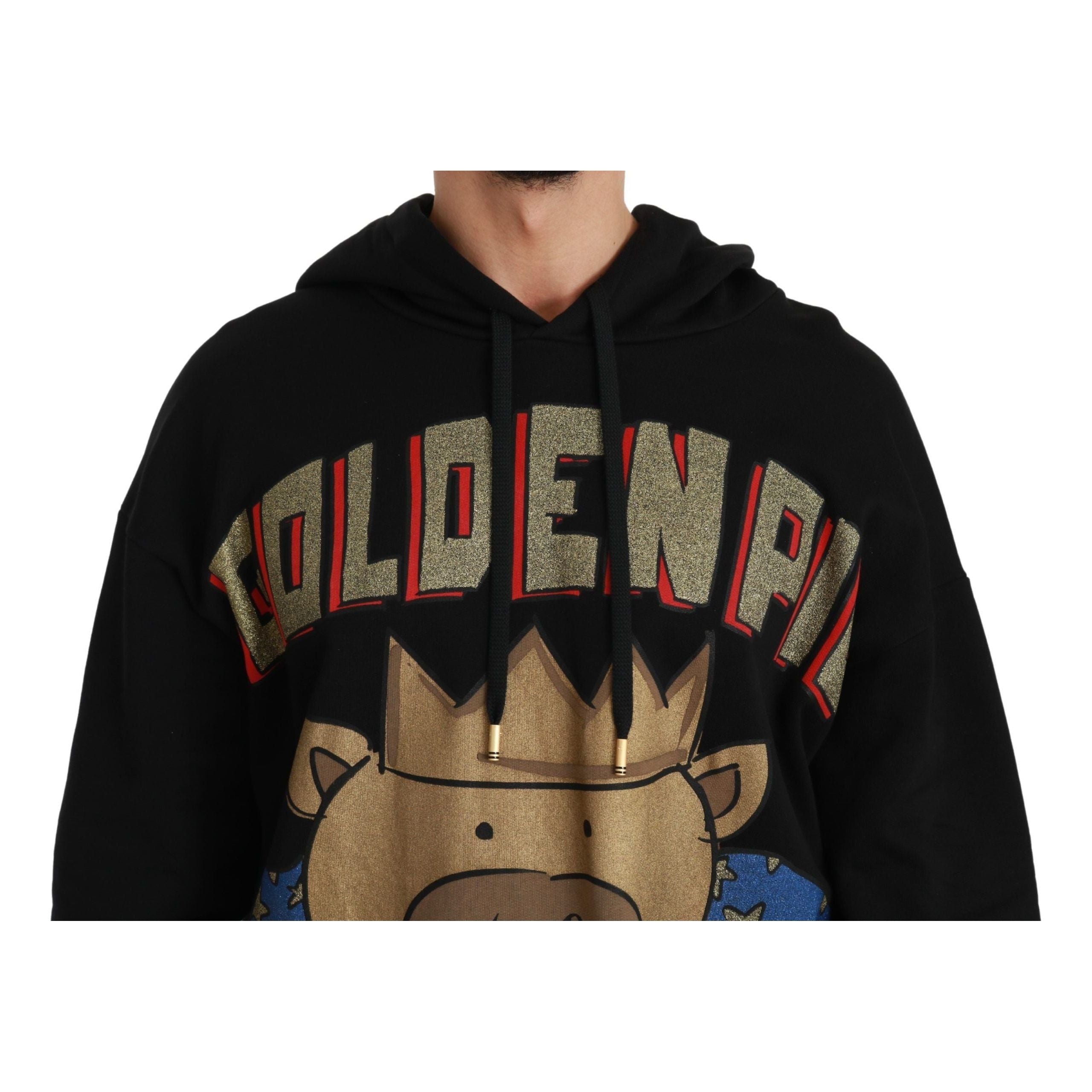 Dolce & Gabbana Black Cotton Elegant Hooded Pullover