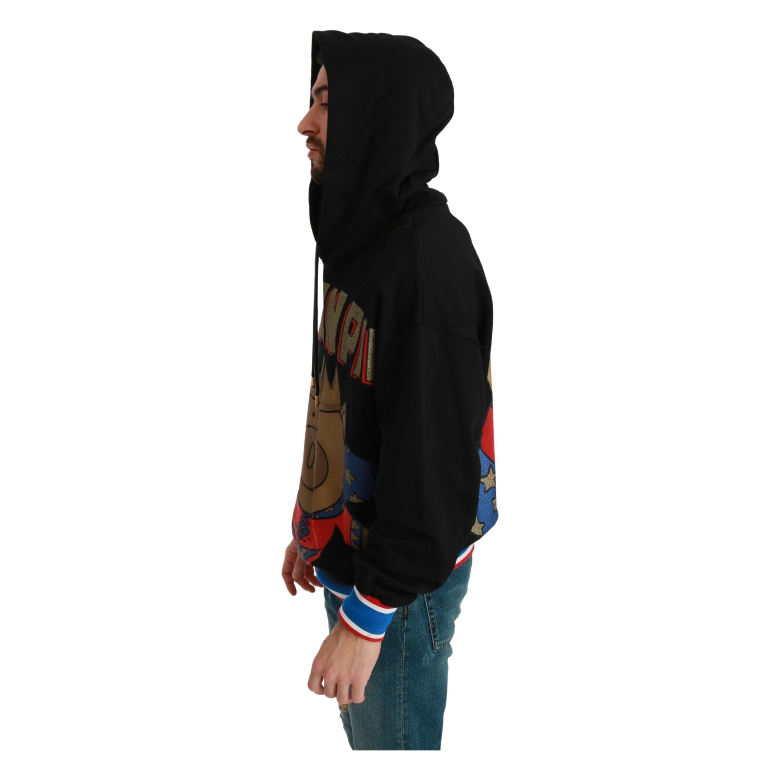 Dolce & Gabbana Black Cotton Elegant Hooded Pullover