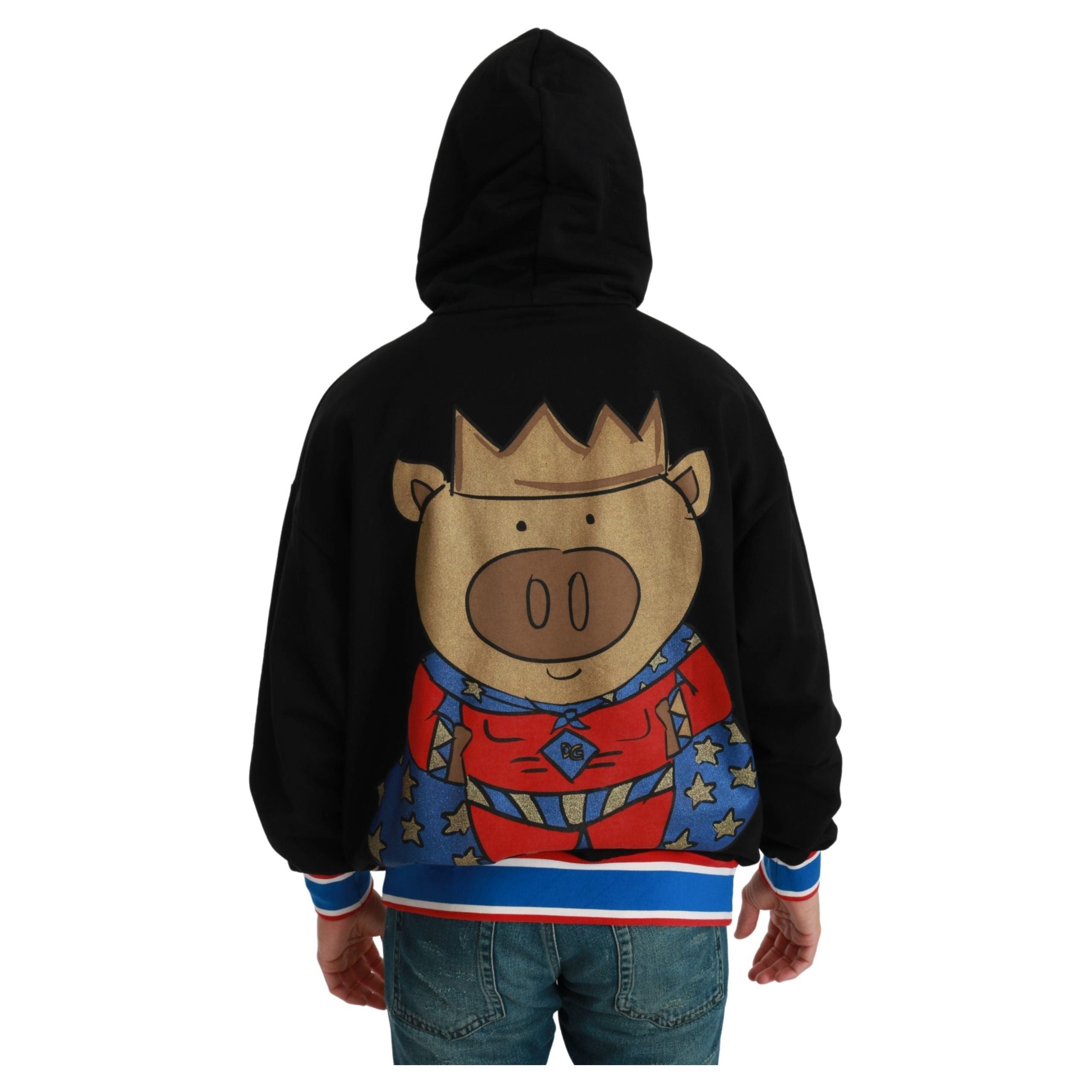 Dolce & Gabbana Black Cotton Elegant Hooded Pullover