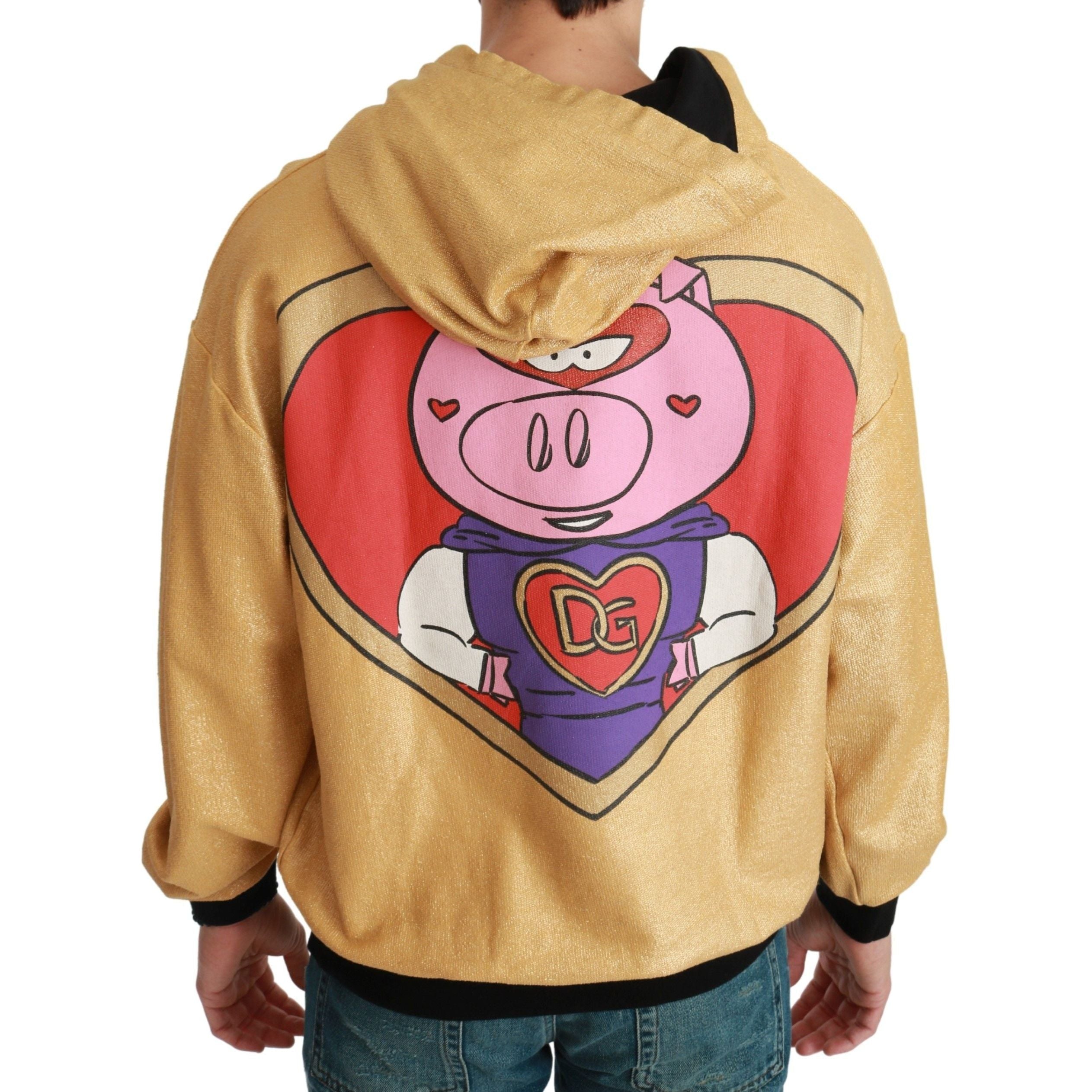 Dolce & Gabbana Gold Cotton Hooded Sweater