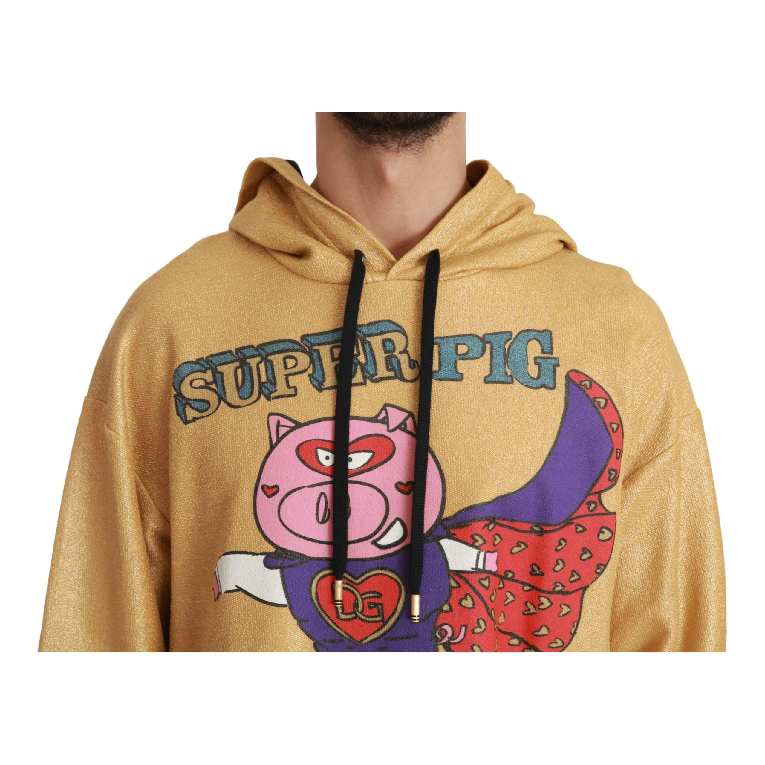 Dolce & Gabbana Gold Cotton Hooded Sweater