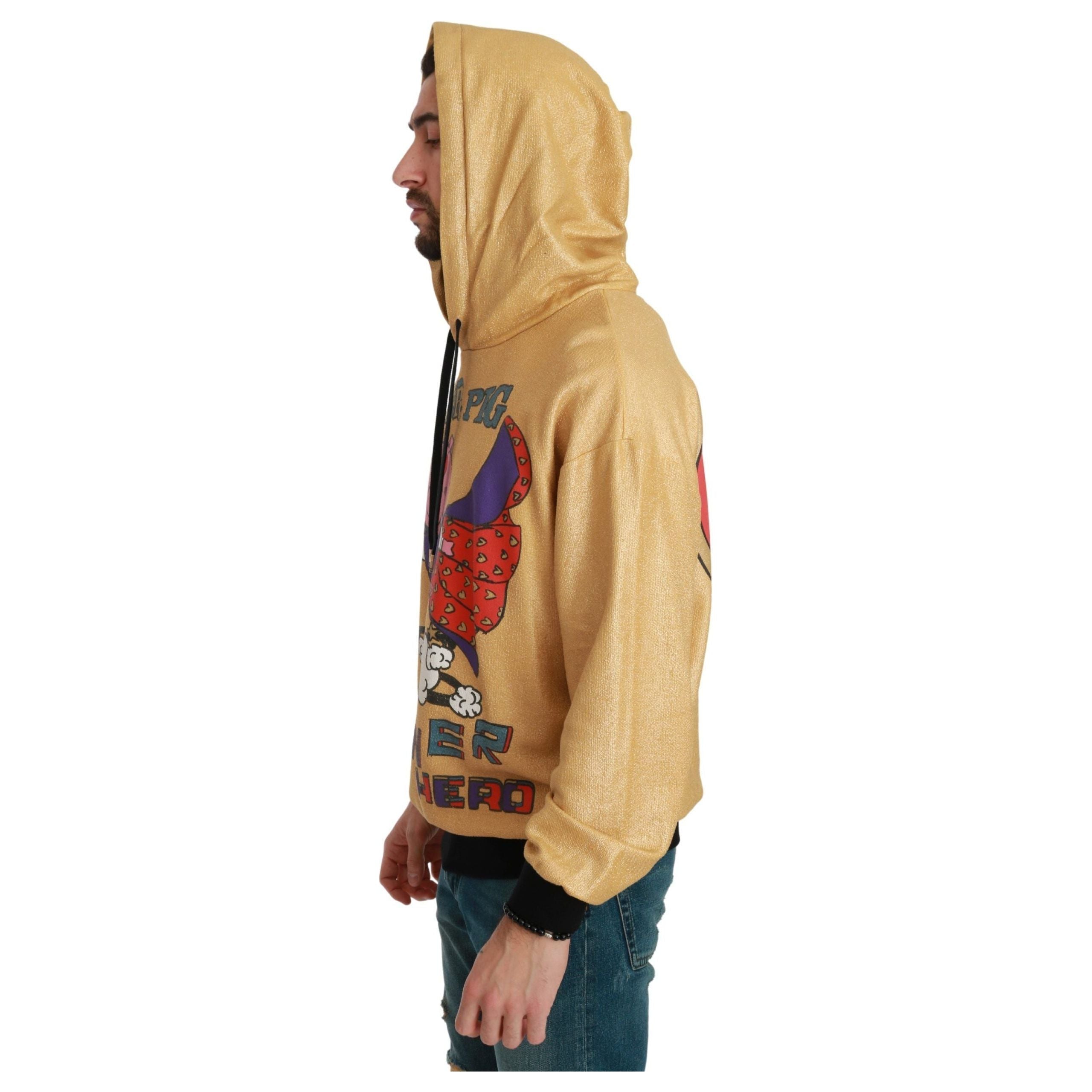 Dolce & Gabbana Gold Cotton Hooded Sweater