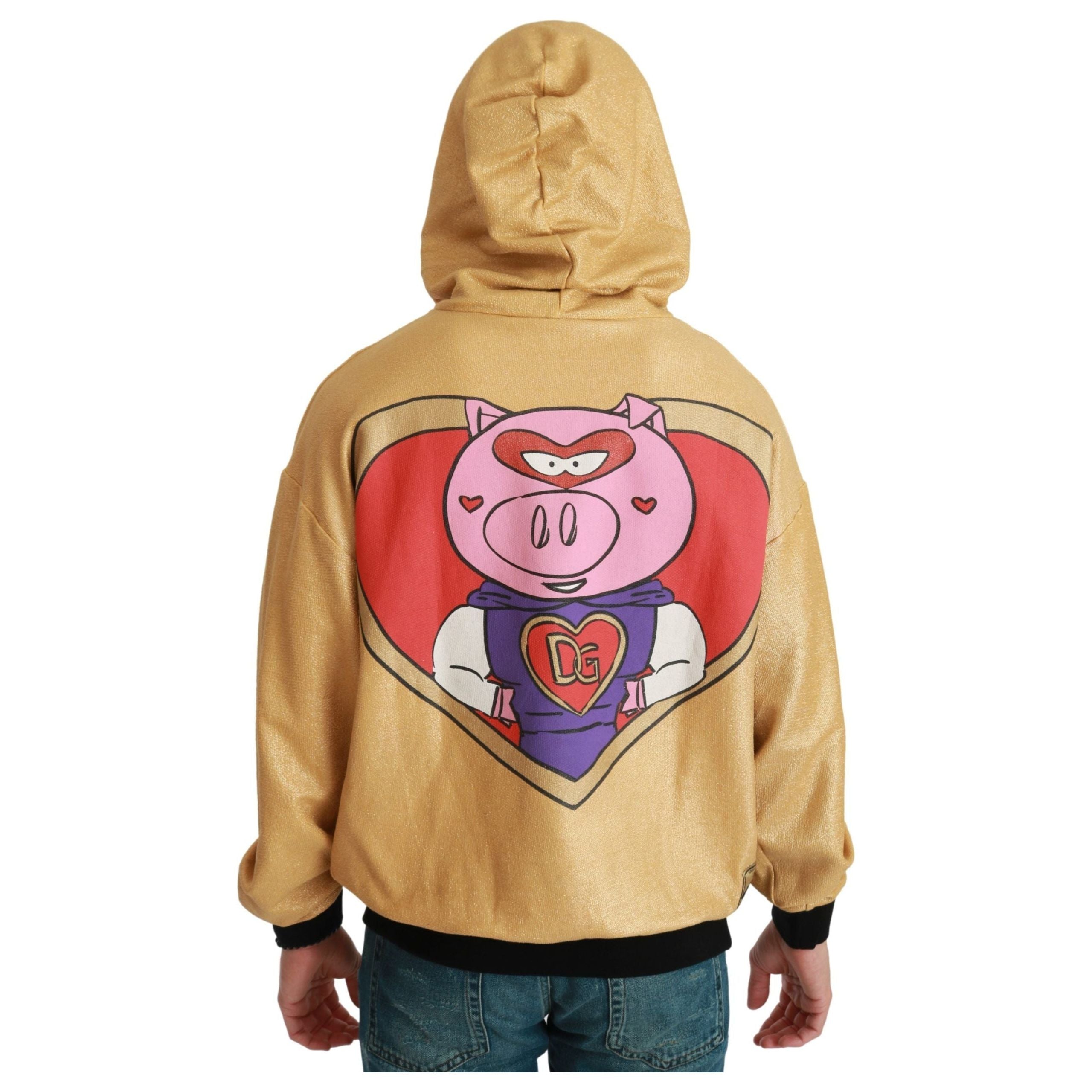 Dolce & Gabbana Gold Cotton Hooded Sweater