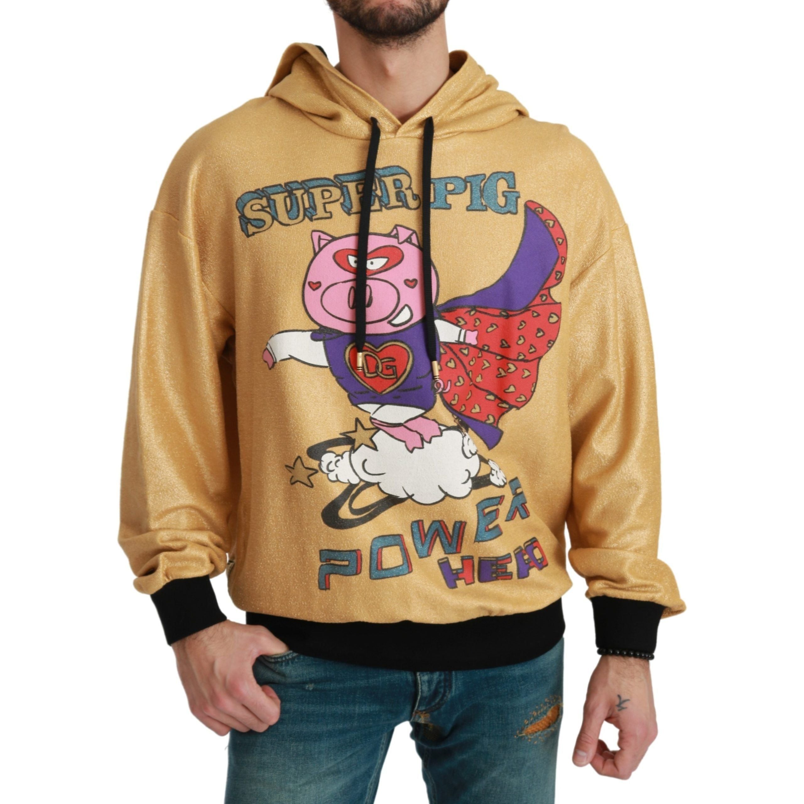 Dolce & Gabbana Gold Cotton Hooded Sweater