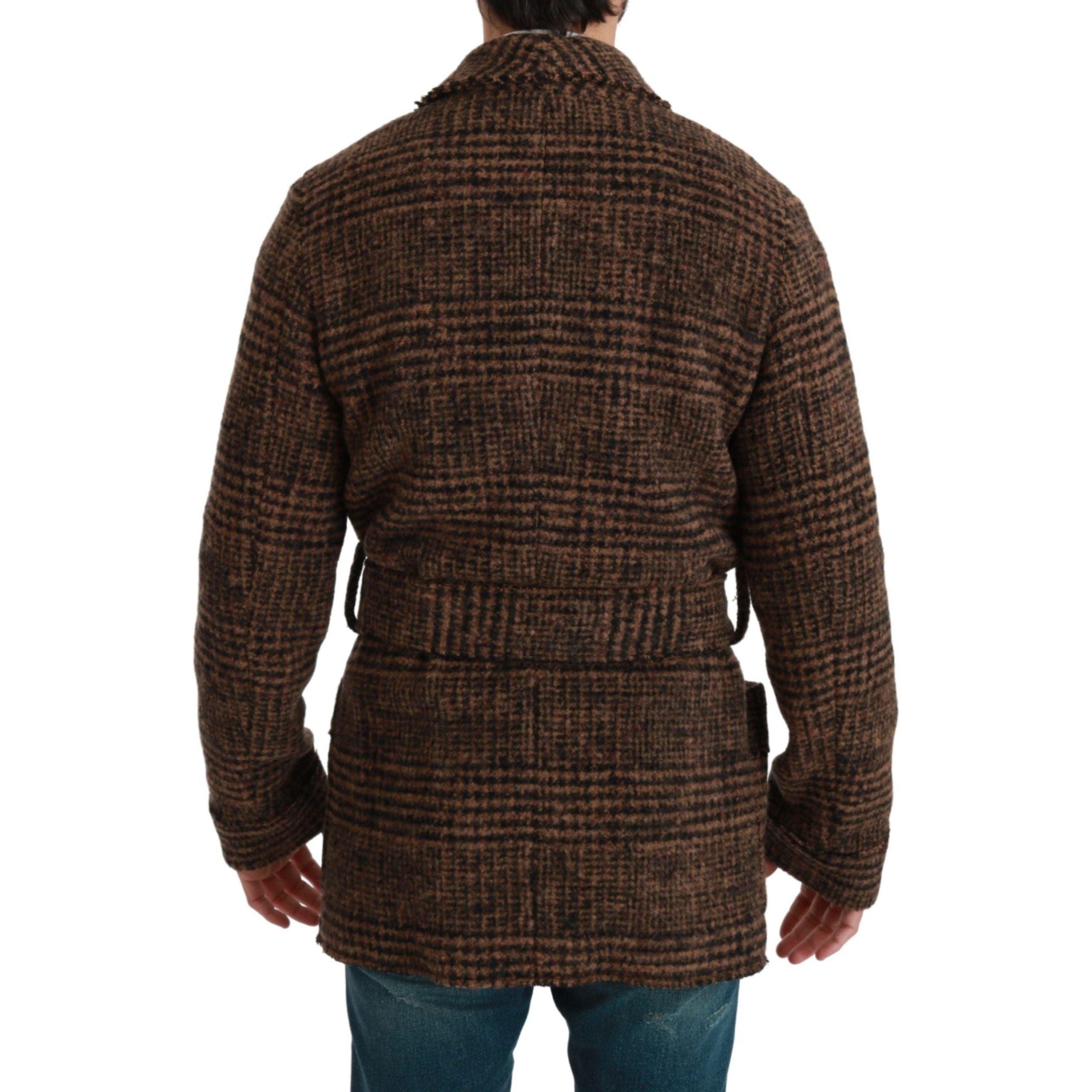 Dolce & Gabbana Brown Alpaca Blend Belted Cape Jacket