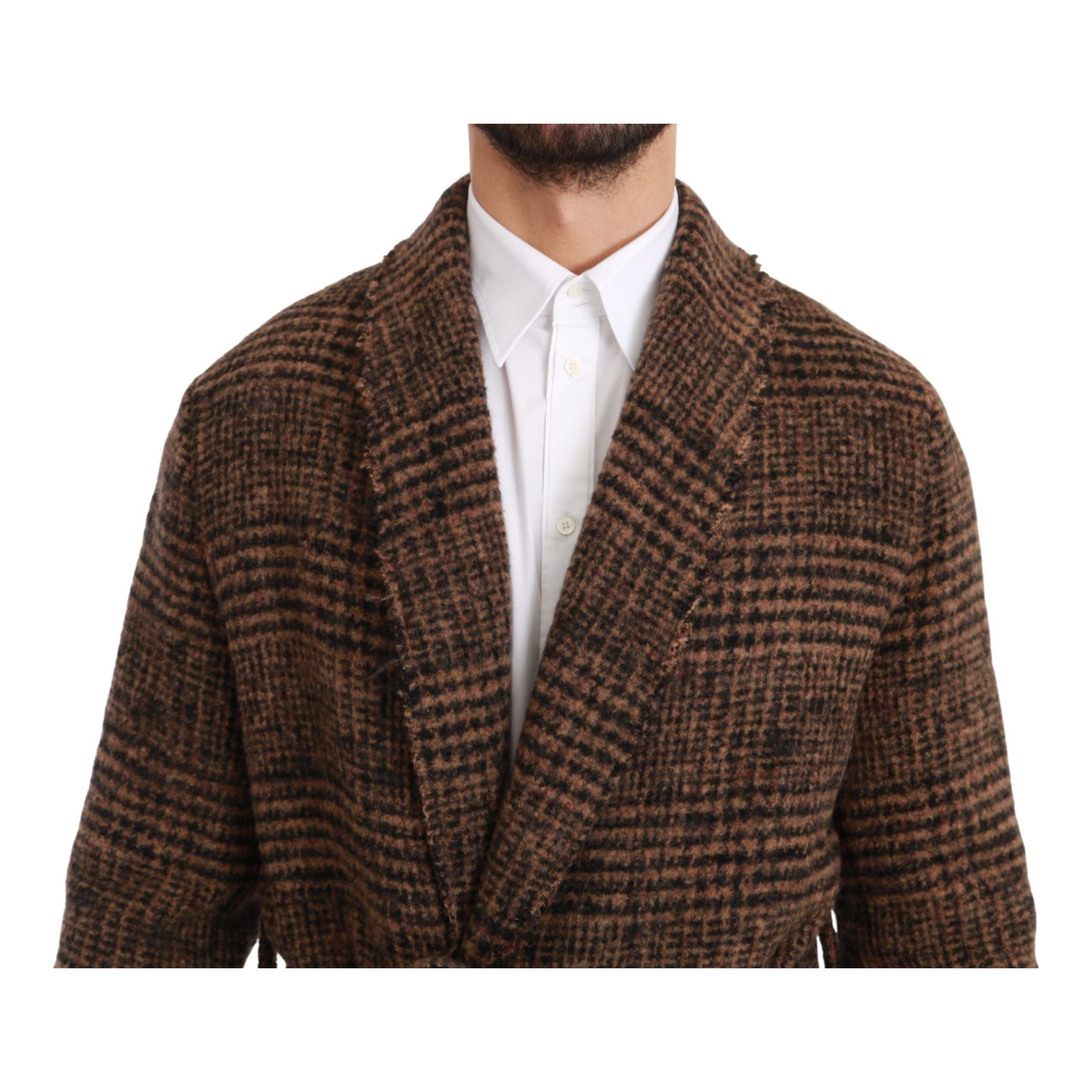 Dolce & Gabbana Brown Alpaca Blend Belted Cape Jacket