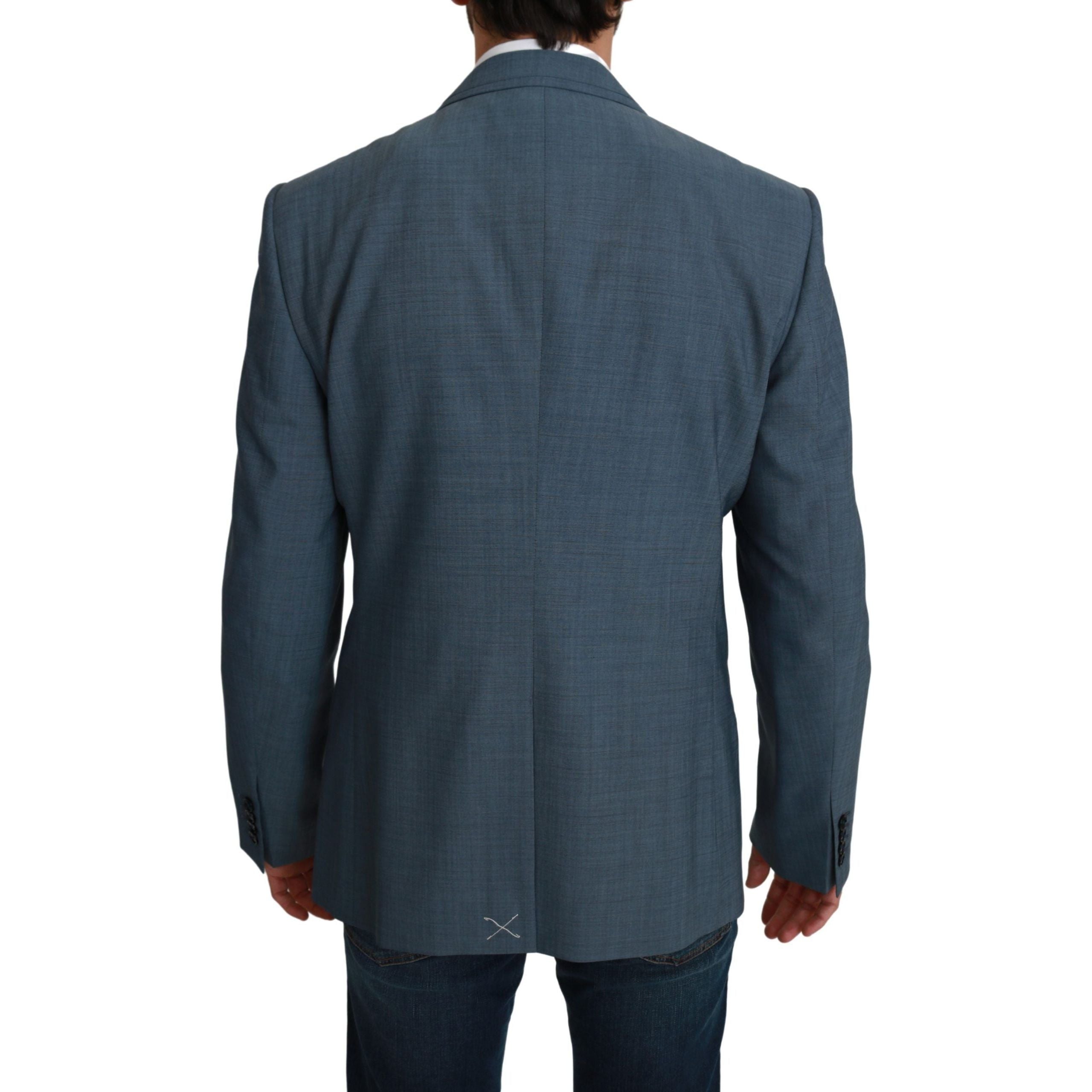 Dolce & Gabbana Light Blue Virgin Wool Slim Fit Blazer