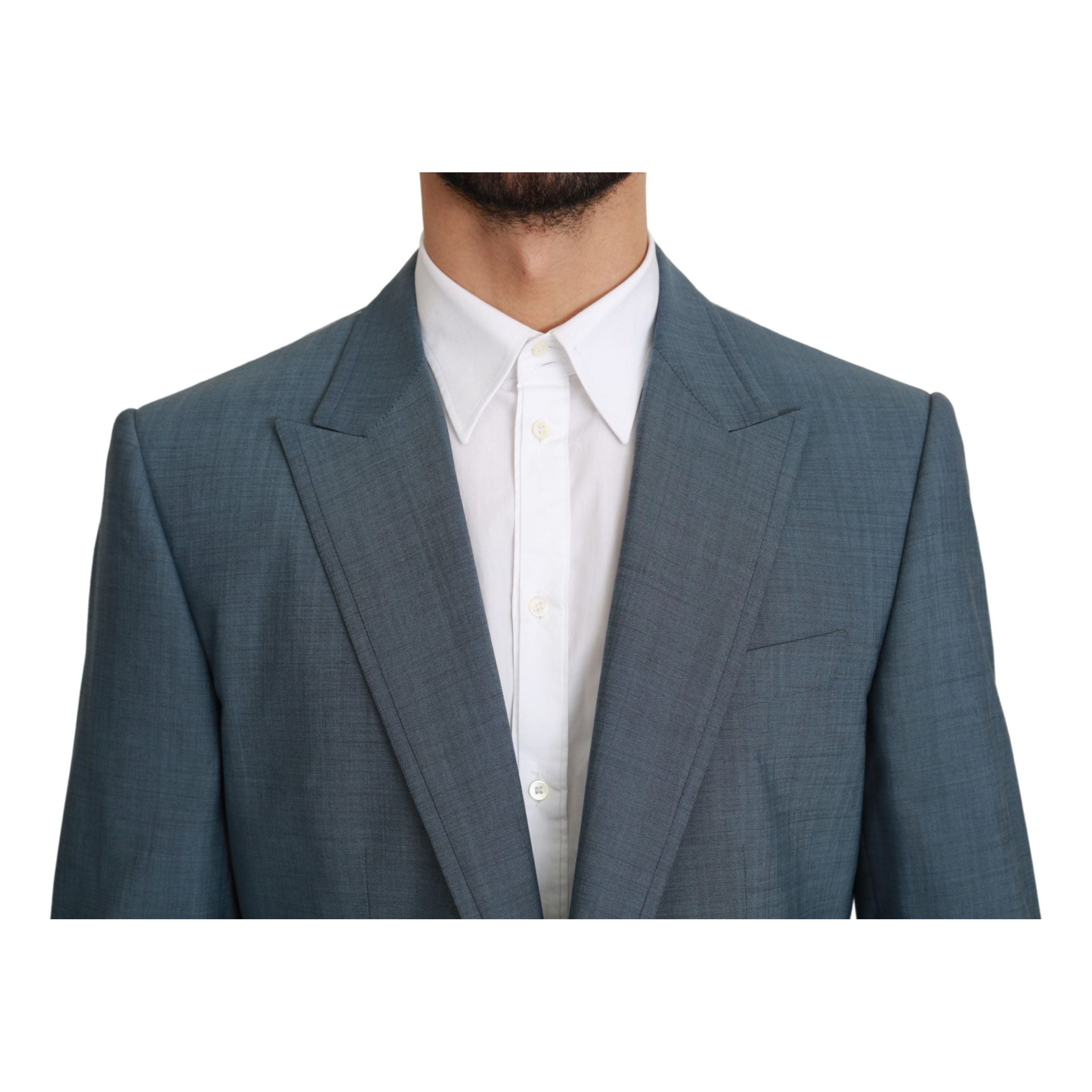 Dolce & Gabbana Light Blue Virgin Wool Slim Fit Blazer