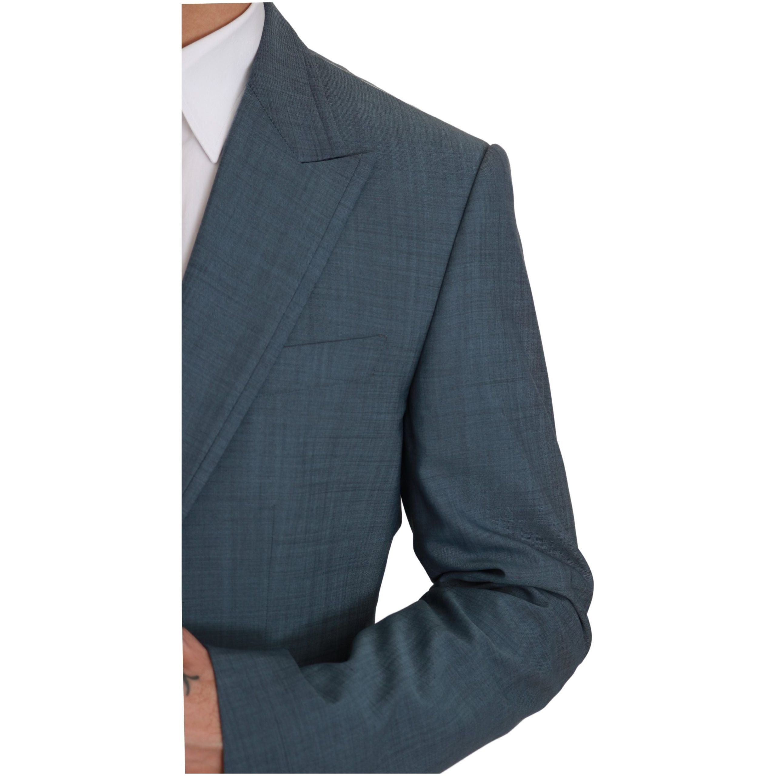 Dolce & Gabbana Light Blue Virgin Wool Slim Fit Blazer