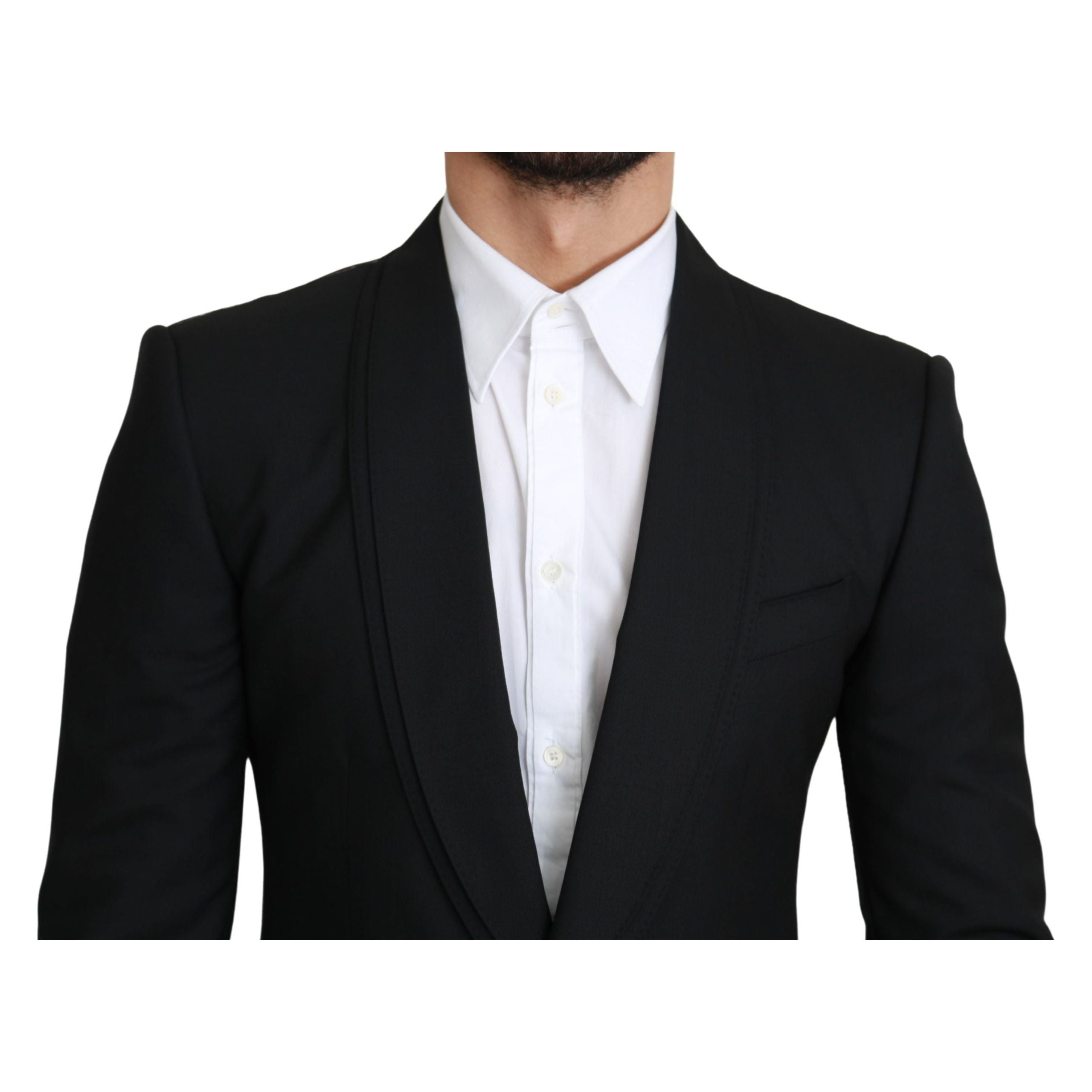 Dolce & Gabbana Black Virgin Wool Formal Blazer