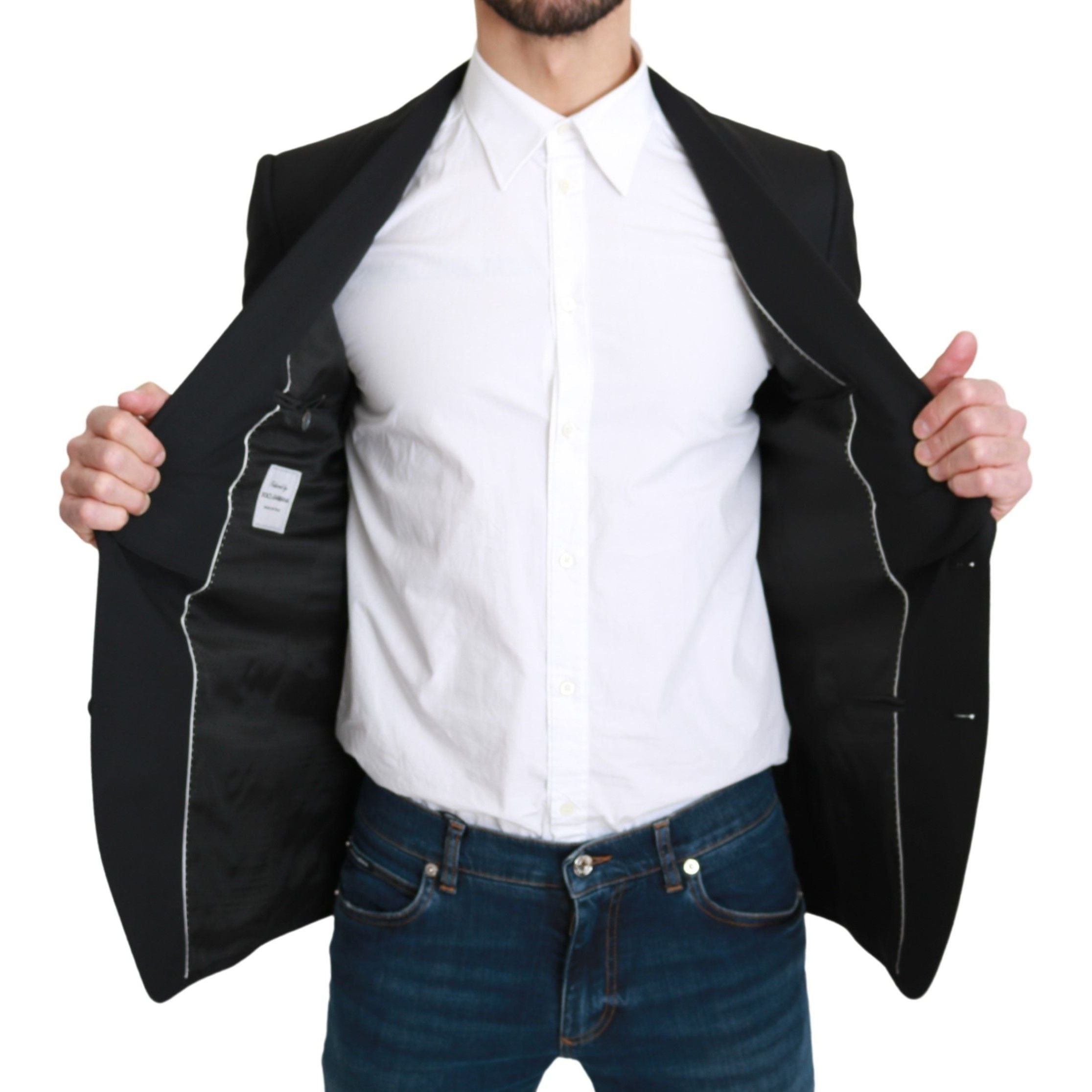 Dolce & Gabbana Black Virgin Wool Formal Blazer