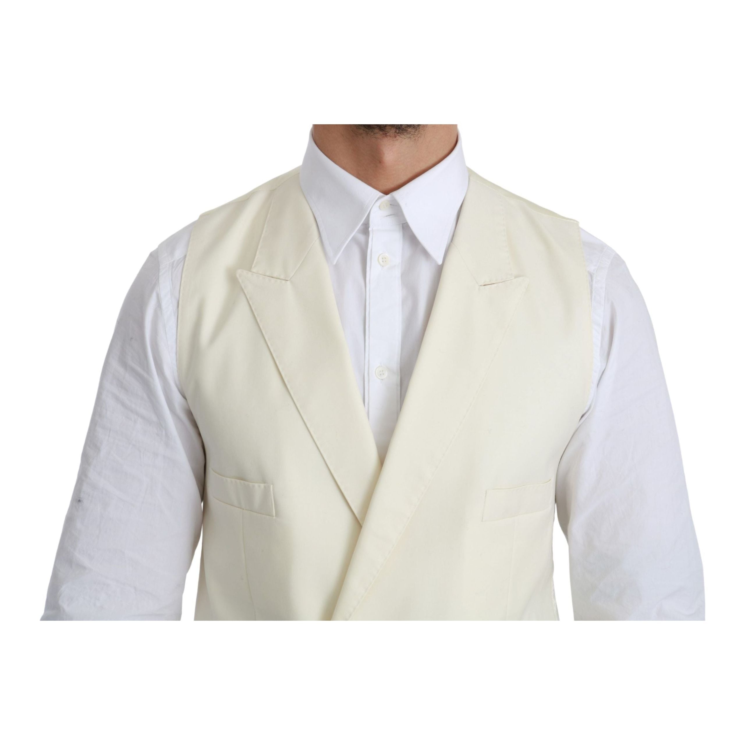 Dolce & Gabbana Cream Virgin Wool Dress Vest