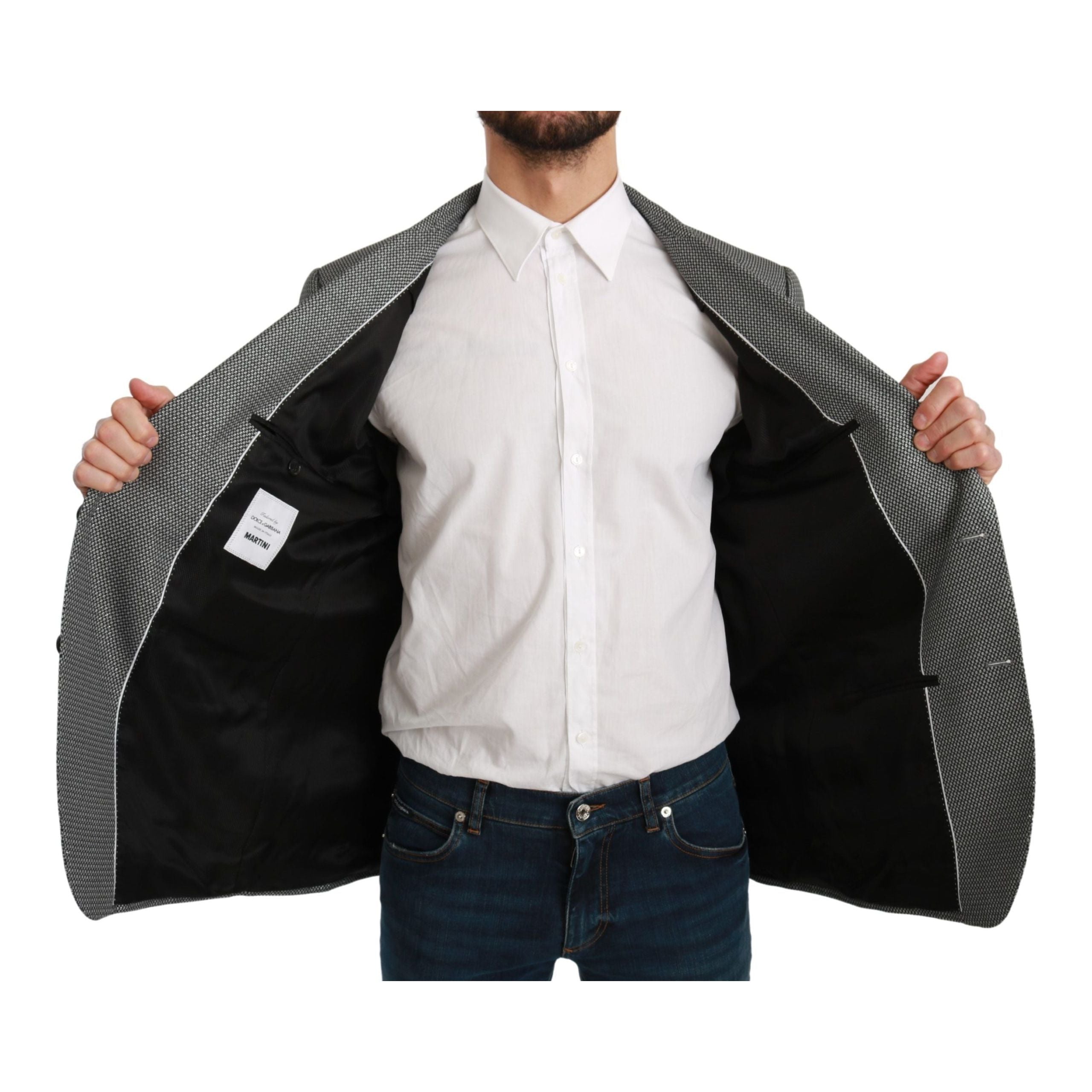 Dolce & Gabbana Gray Wool Slim Fit Blazer