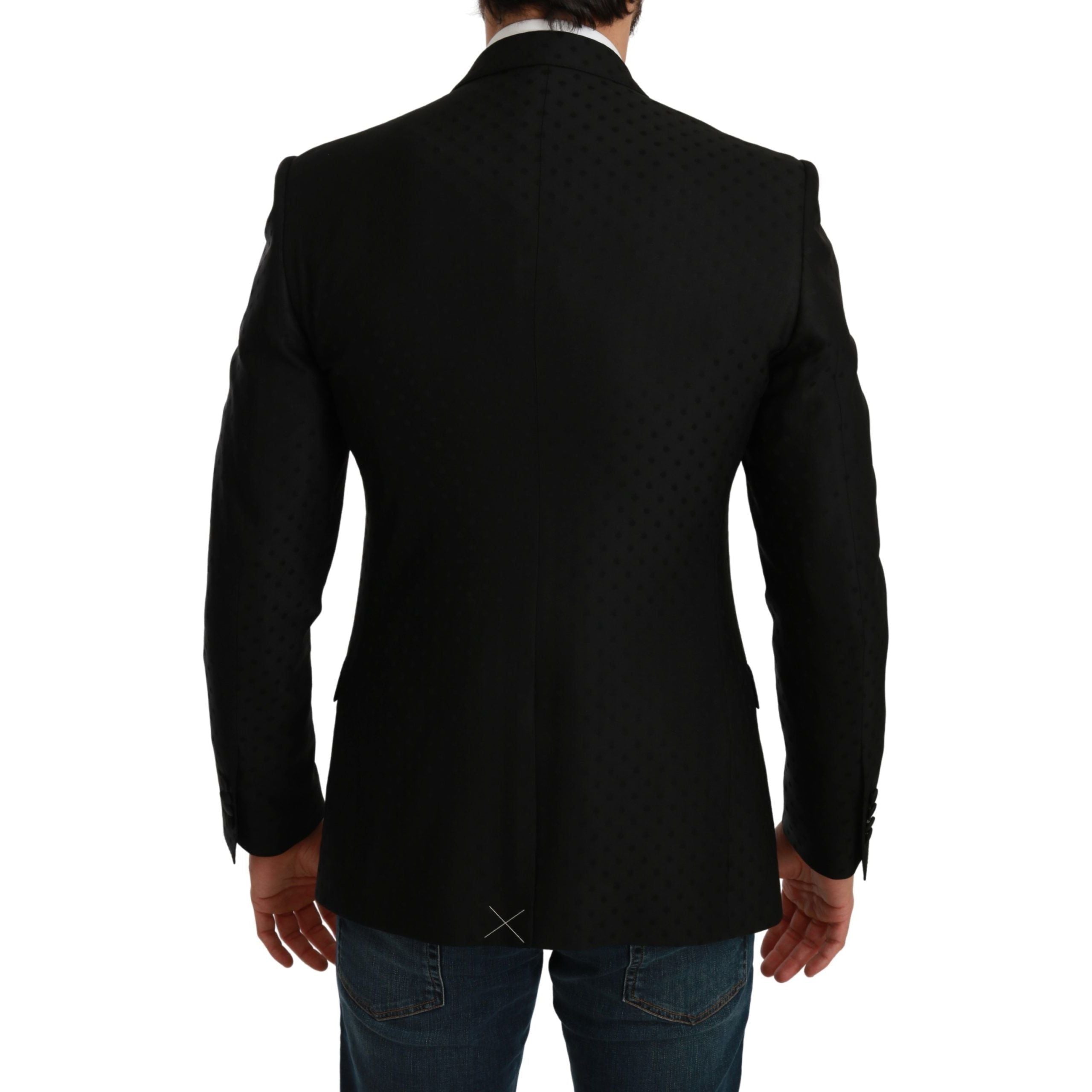 Dolce & Gabbana Black Wool Blend Polka Dot Blazer