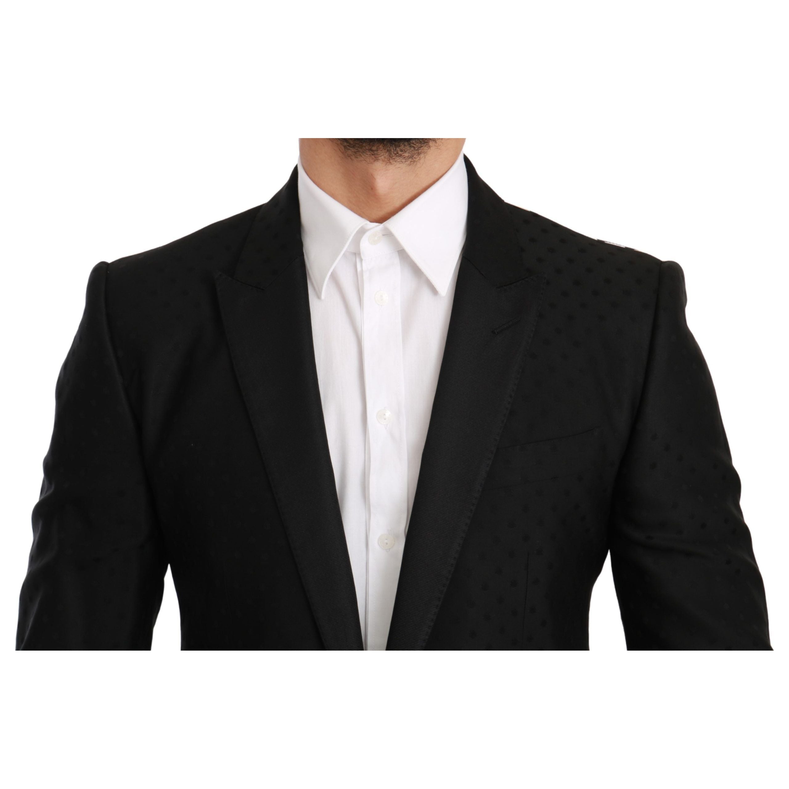 Dolce & Gabbana Black Wool Blend Polka Dot Blazer