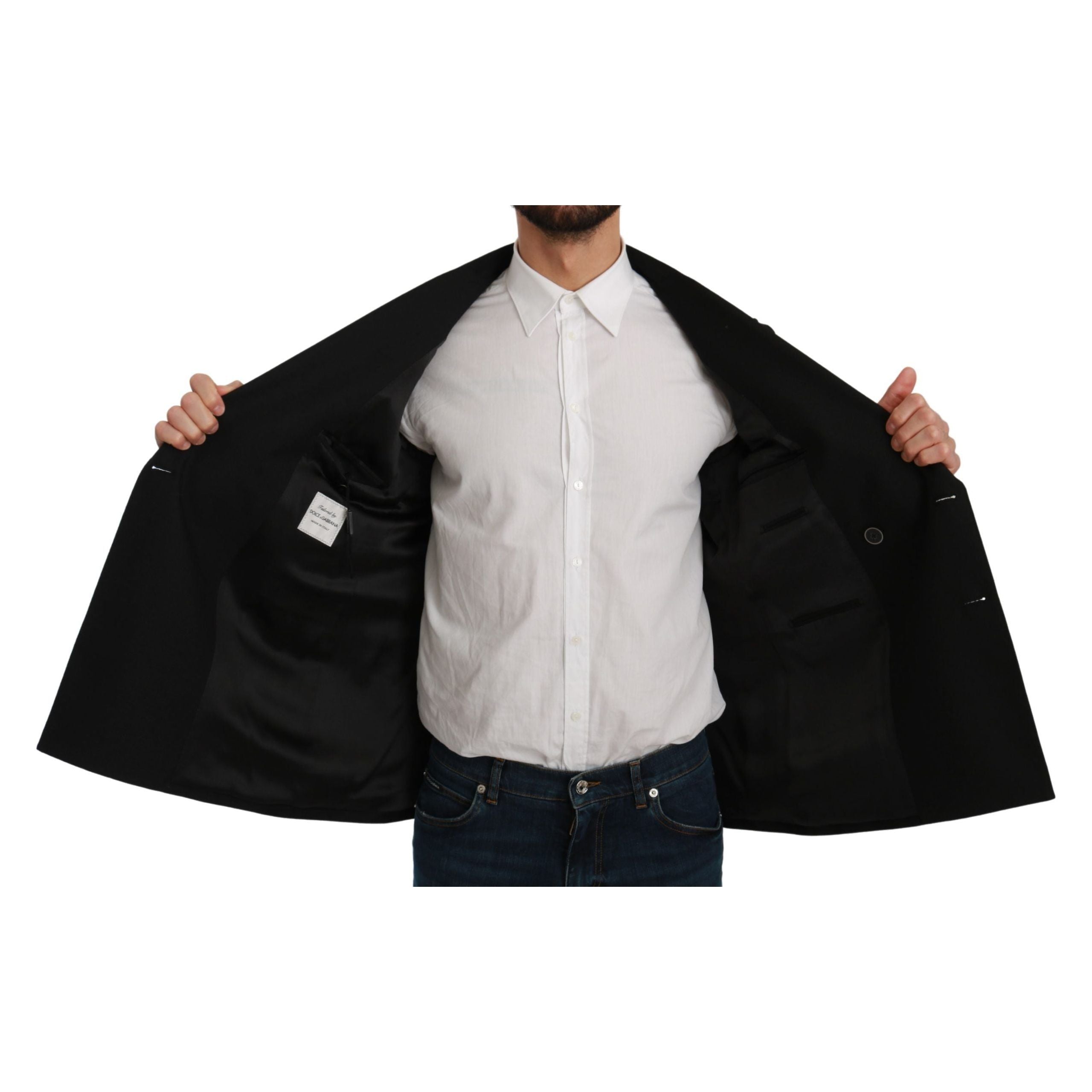 Dolce & Gabbana Black Wool Slim Fit Formal Blazer