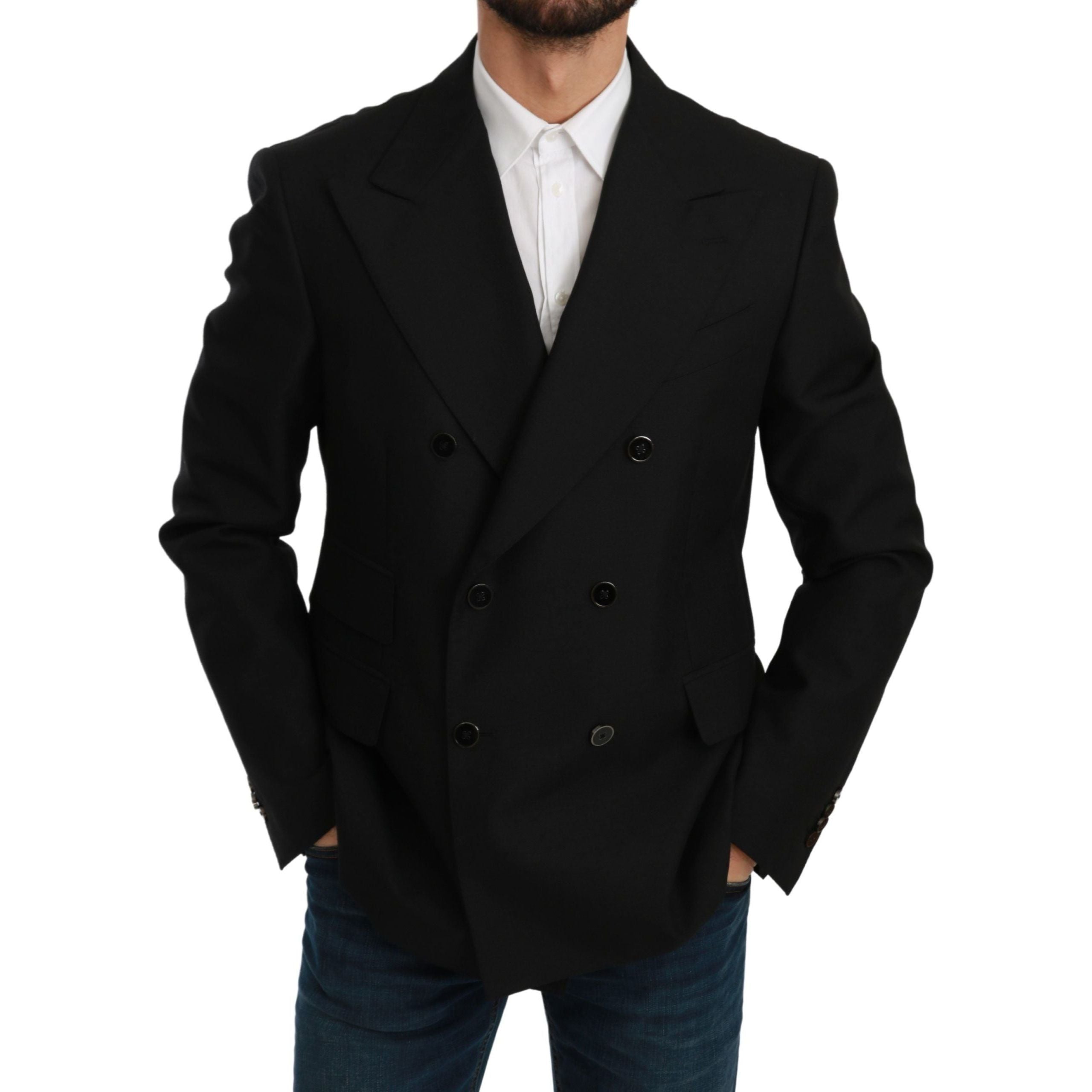 Dolce & Gabbana Black Wool Slim Fit Formal Blazer