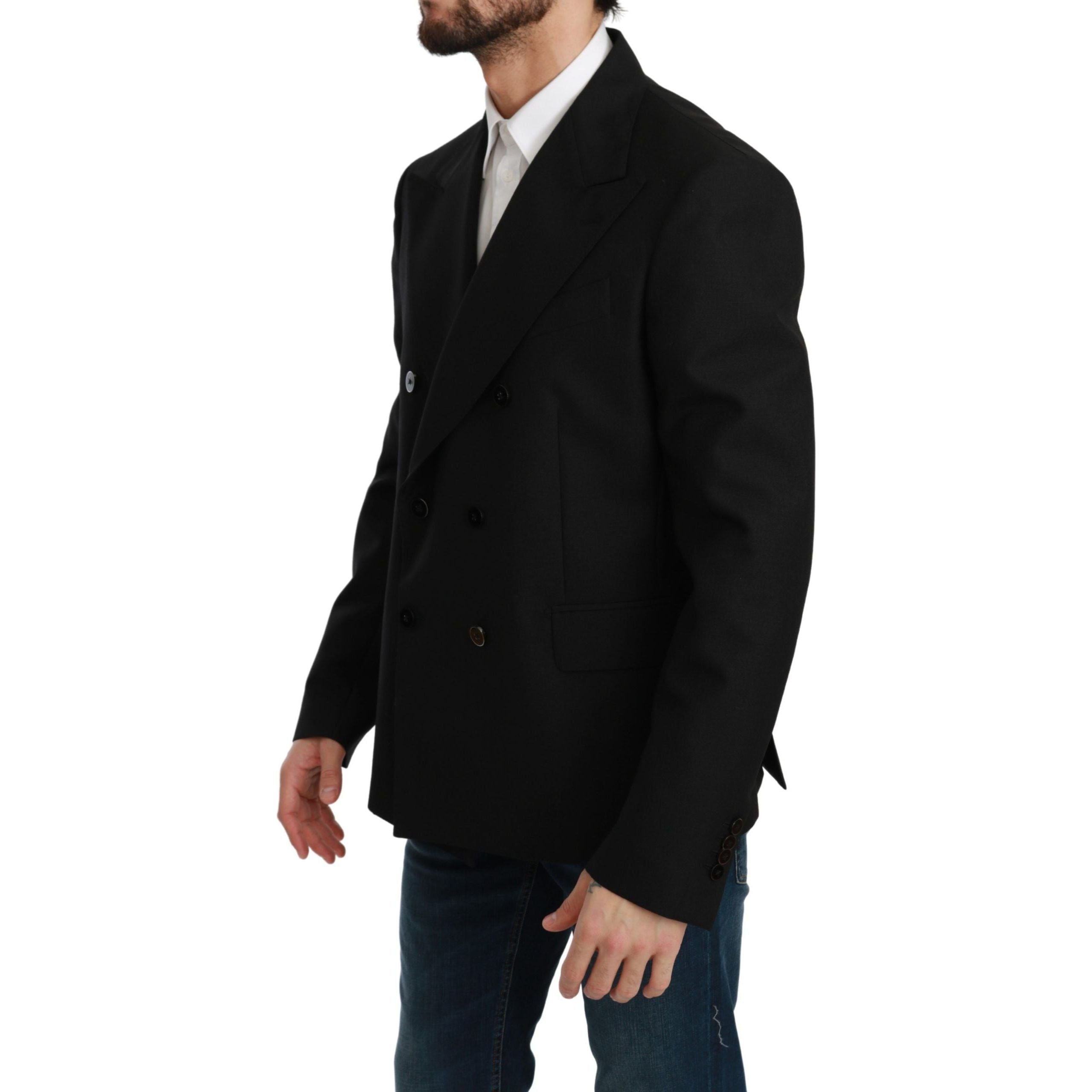 Dolce & Gabbana Black Wool Slim Fit Formal Blazer