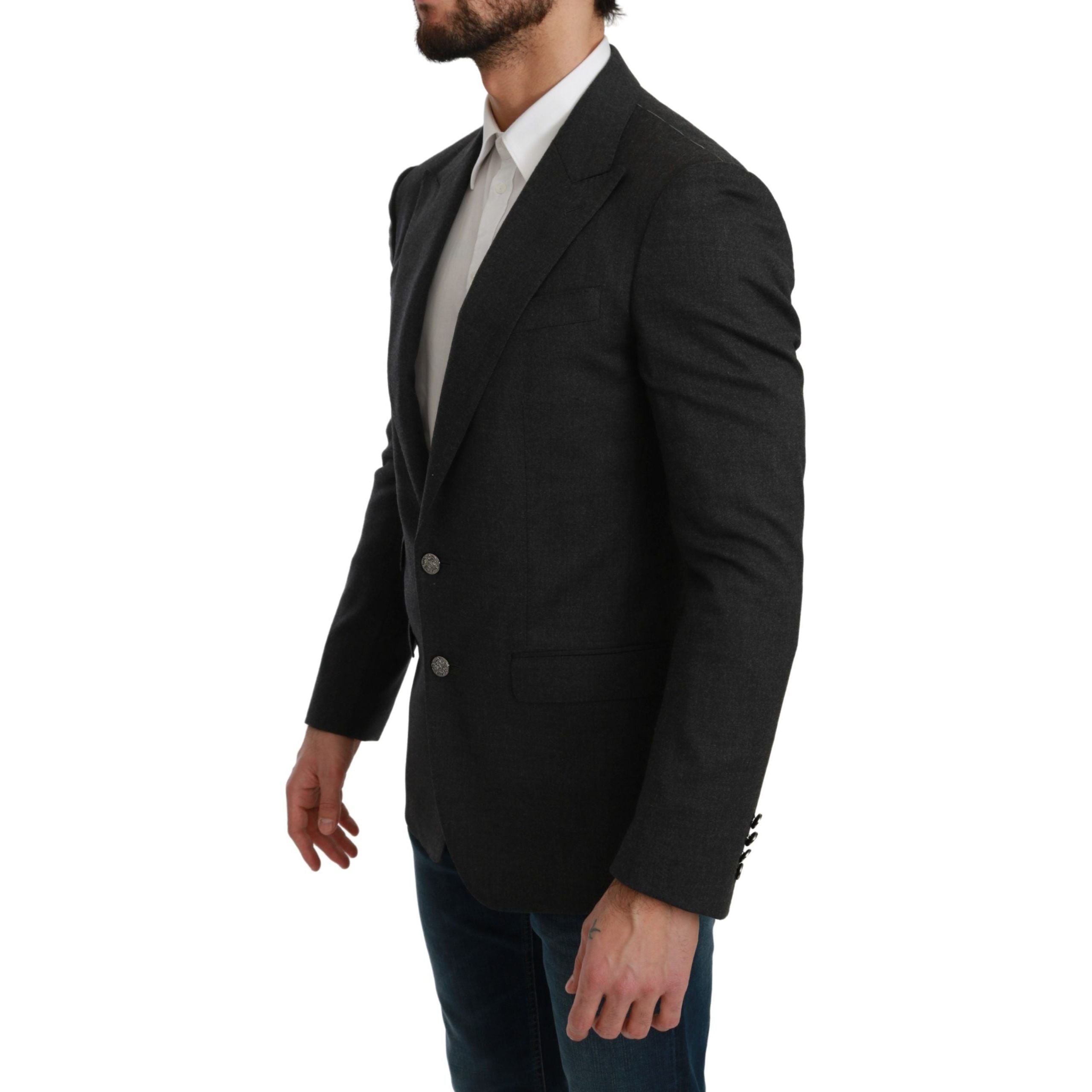 Dolce & Gabbana Gray Wool Slim Fit Formal Blazer