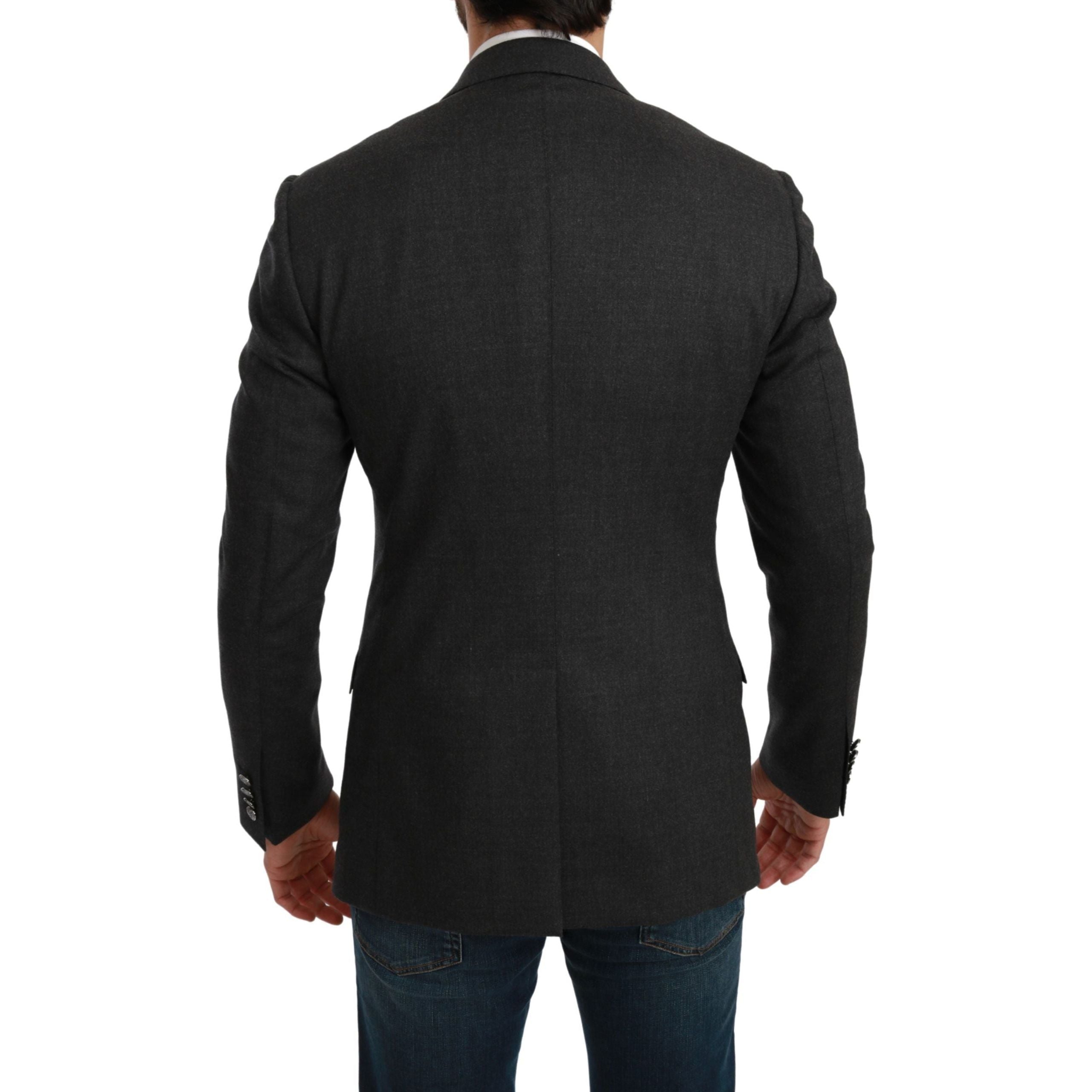 Dolce & Gabbana Gray Wool Slim Fit Formal Blazer