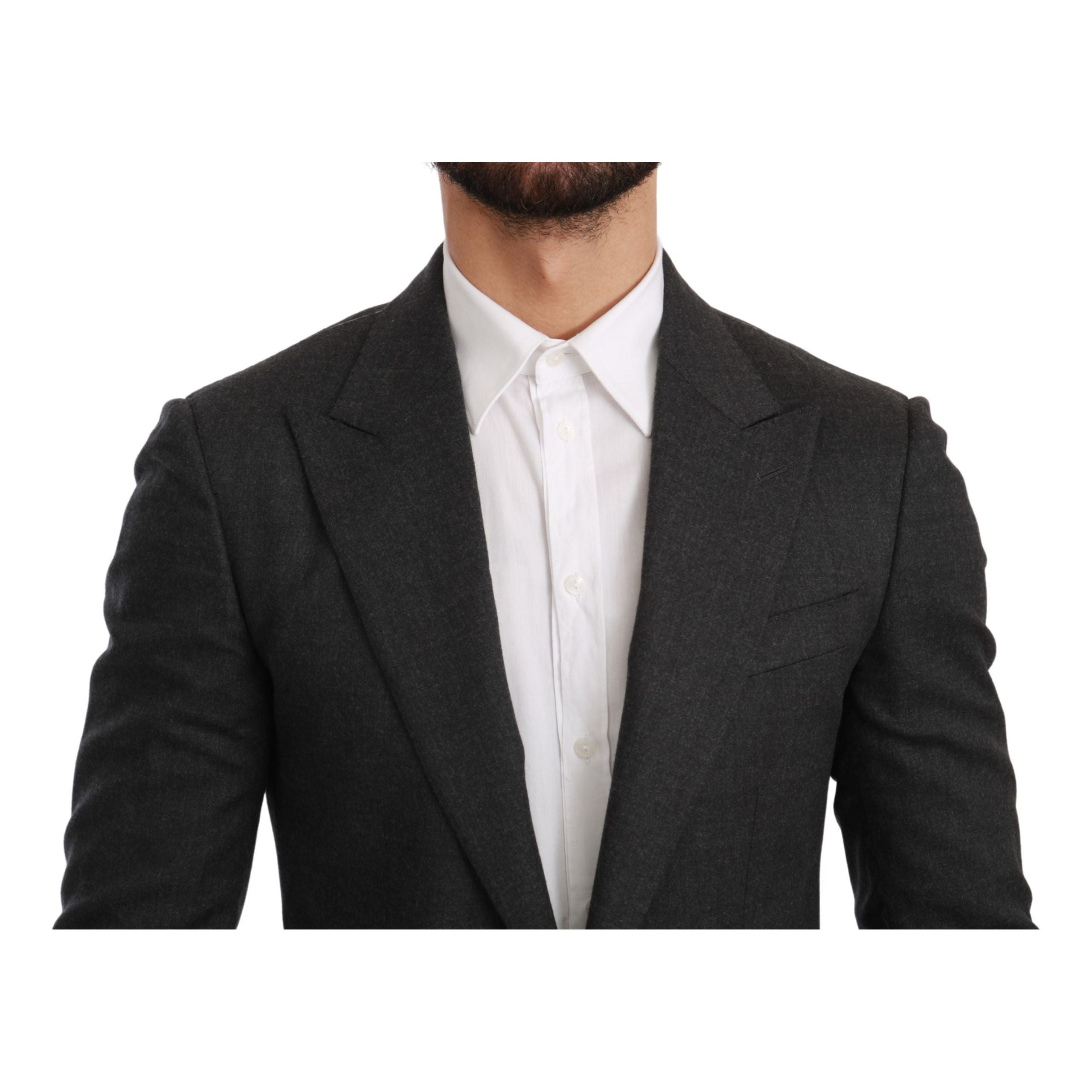 Dolce & Gabbana Gray Wool Slim Fit Formal Blazer