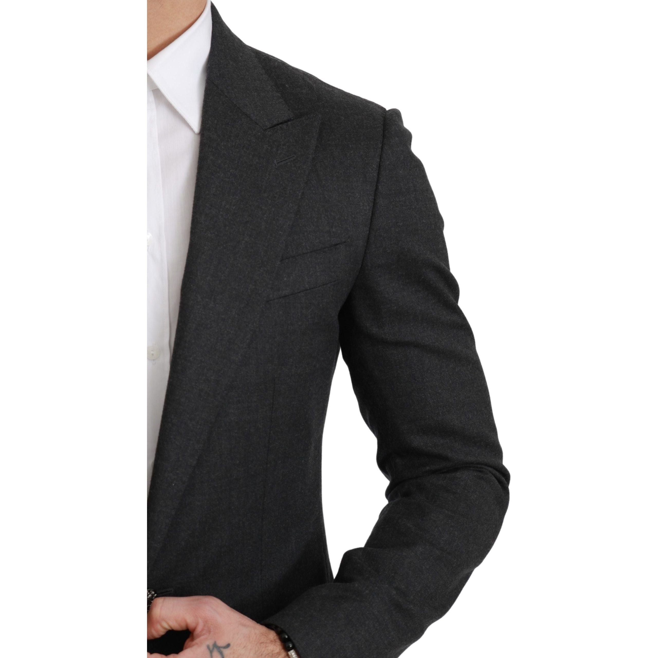 Dolce & Gabbana Gray Wool Slim Fit Formal Blazer