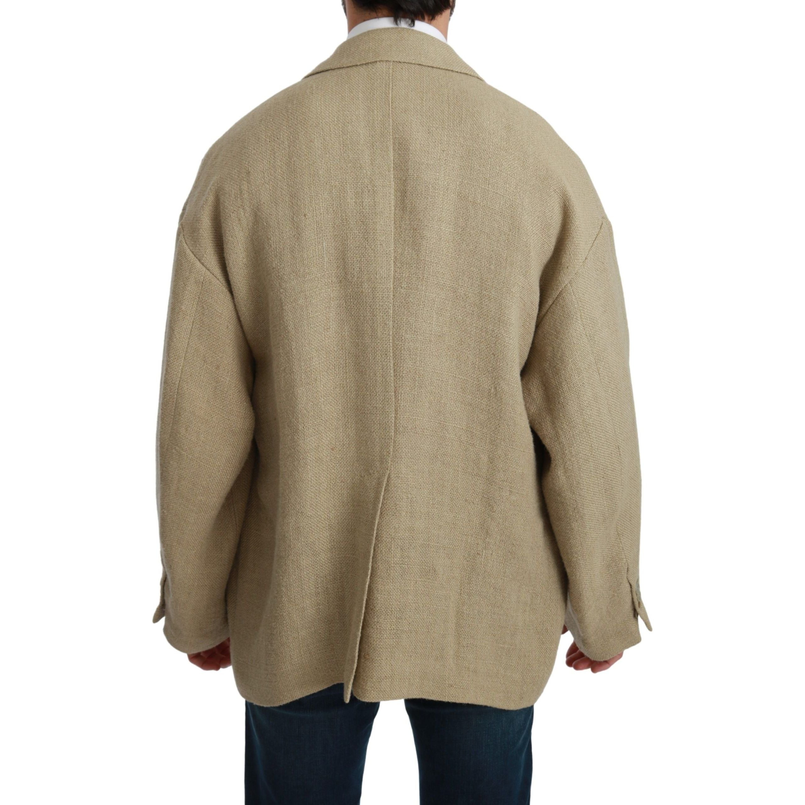 Dolce & Gabbana Beige Jute Single-Breasted Blazer