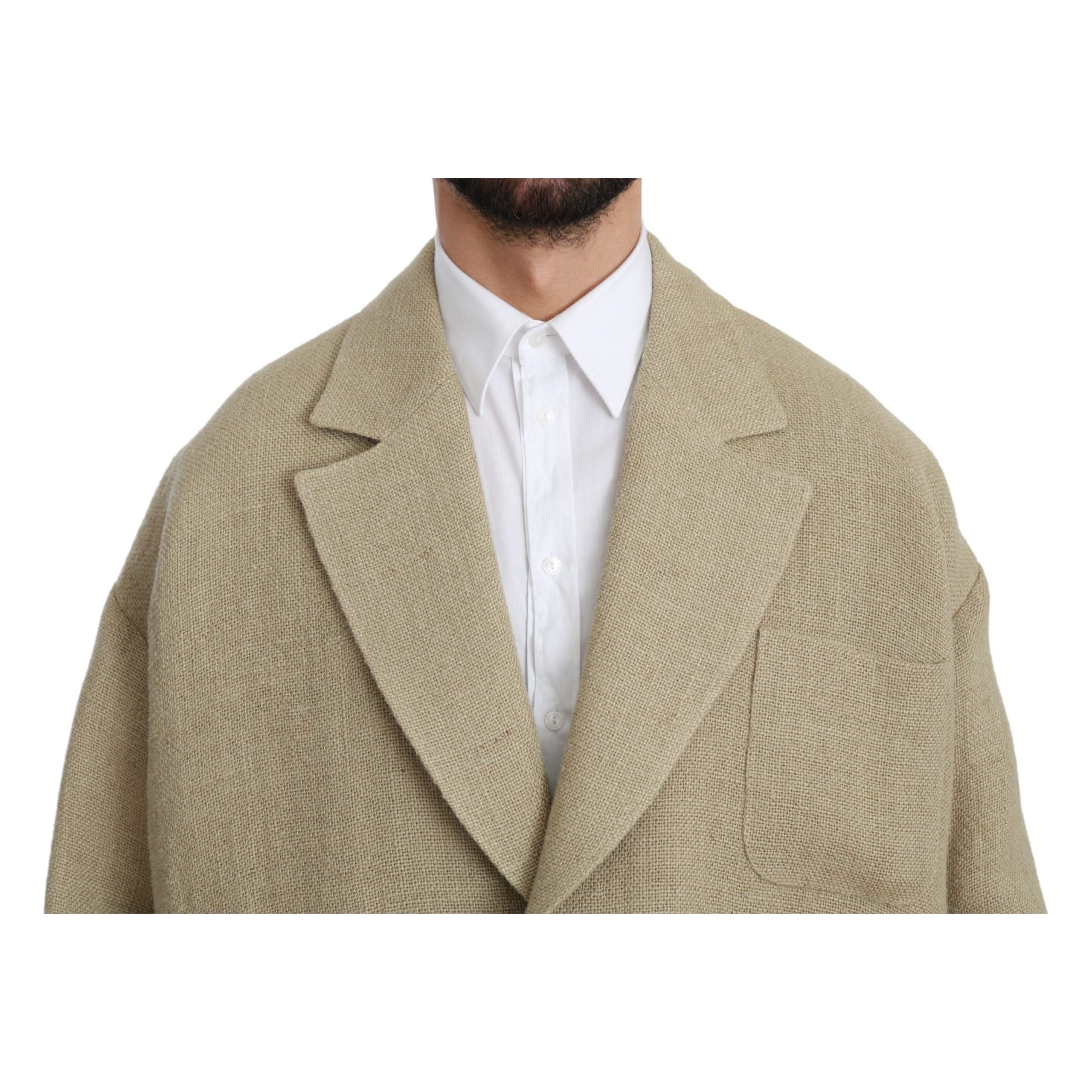 Dolce & Gabbana Beige Jute Single-Breasted Blazer